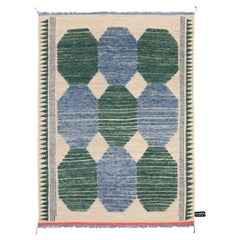Primitive Weave C Blauer/Grün #1182 Teppich entworfen von Chiara Andreatti für cc-tapis