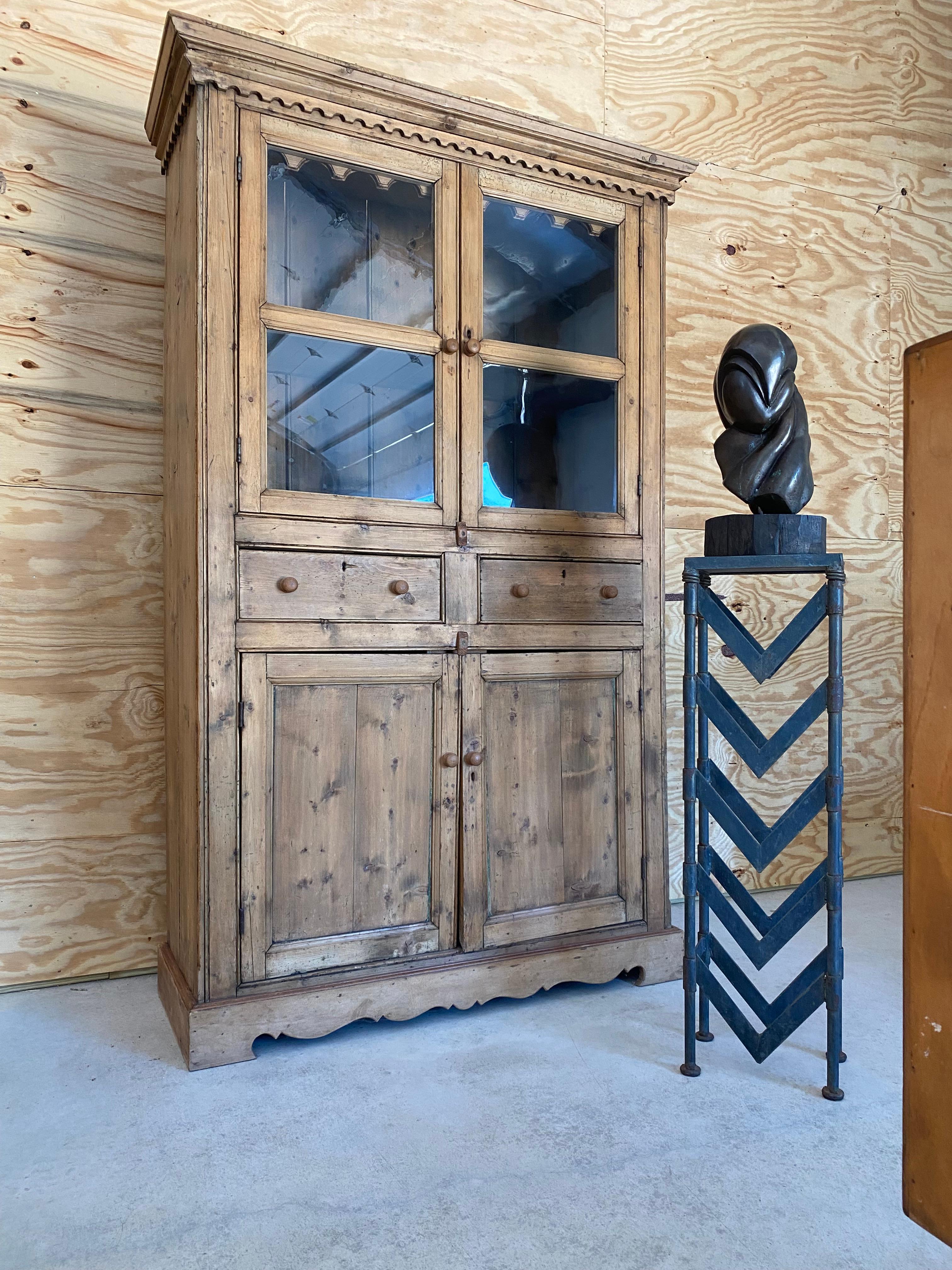 Hand-welded steel chevron patterned pedestal with a concrete top.

Bold statement piece that functions as a plant stand, or better yet, the base for your favorite sculpture.

We love the patina and natural rust formation across the steel painted