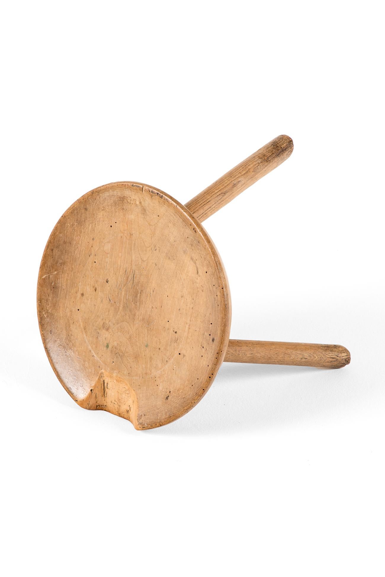Rustic Primitive Welsh Elm Stool For Sale