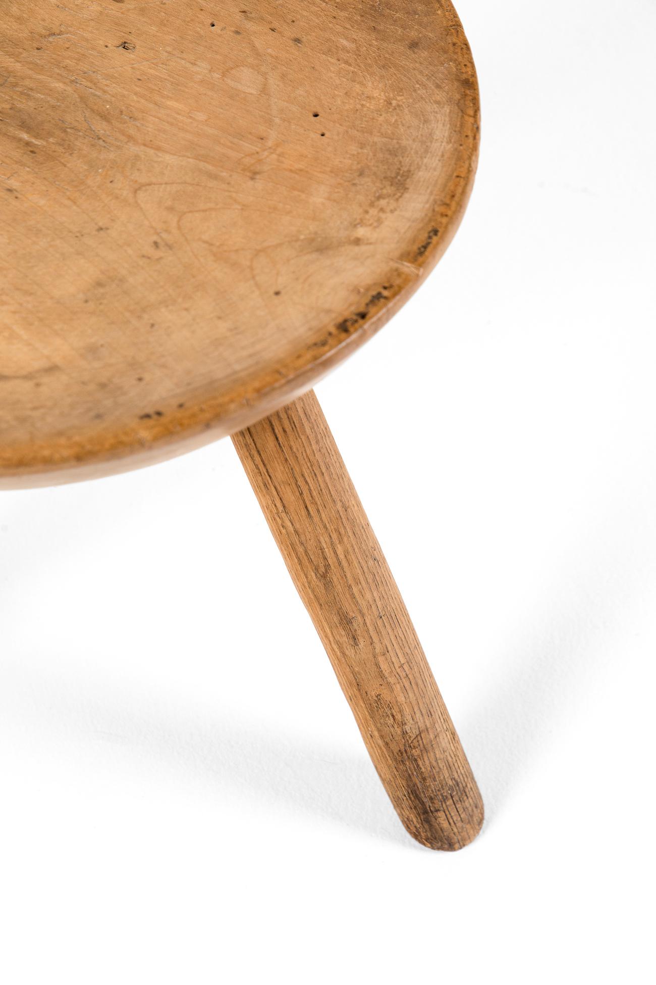 Hand-Crafted Primitive Welsh Elm Stool For Sale