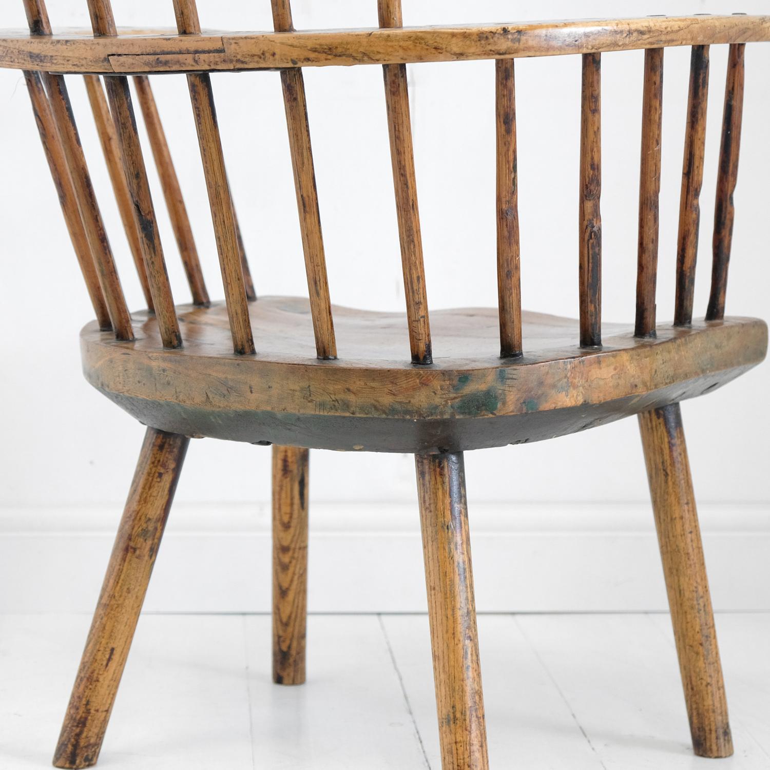 Primitive Welsh Stick Chair, Vernacular Windsor, Country Armchair 8