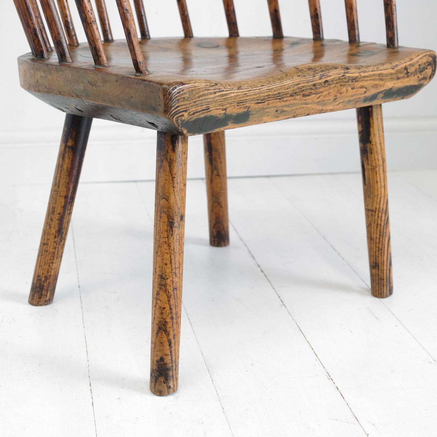 Ash Primitive Welsh Stick Chair, Vernacular Windsor, Country Armchair
