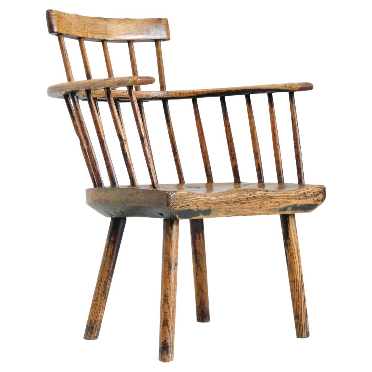 Primitive Welsh Stick Chair, Vernacular Windsor, Country Armchair