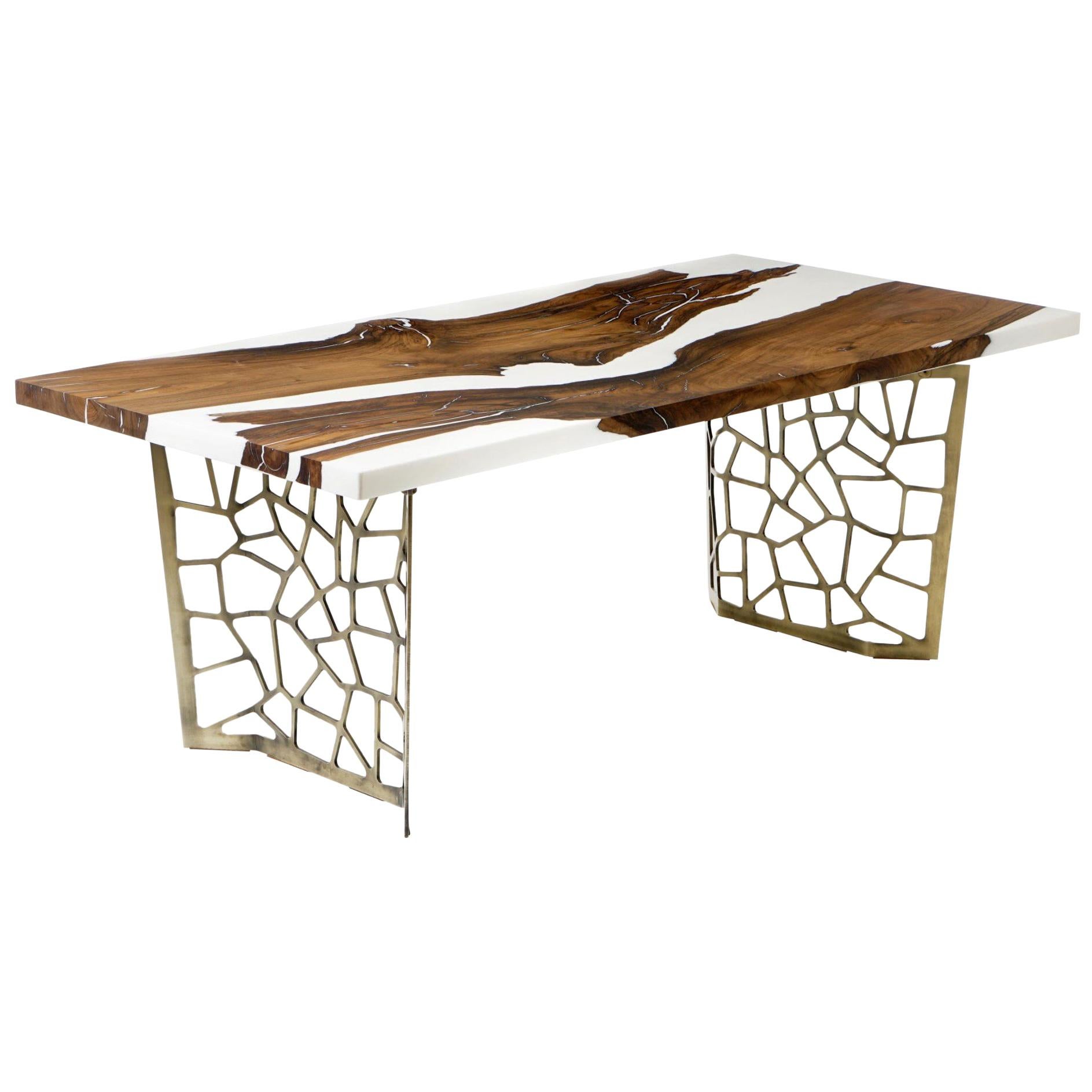 Primitive White 200 Epoxy Resin Dining Table For Sale