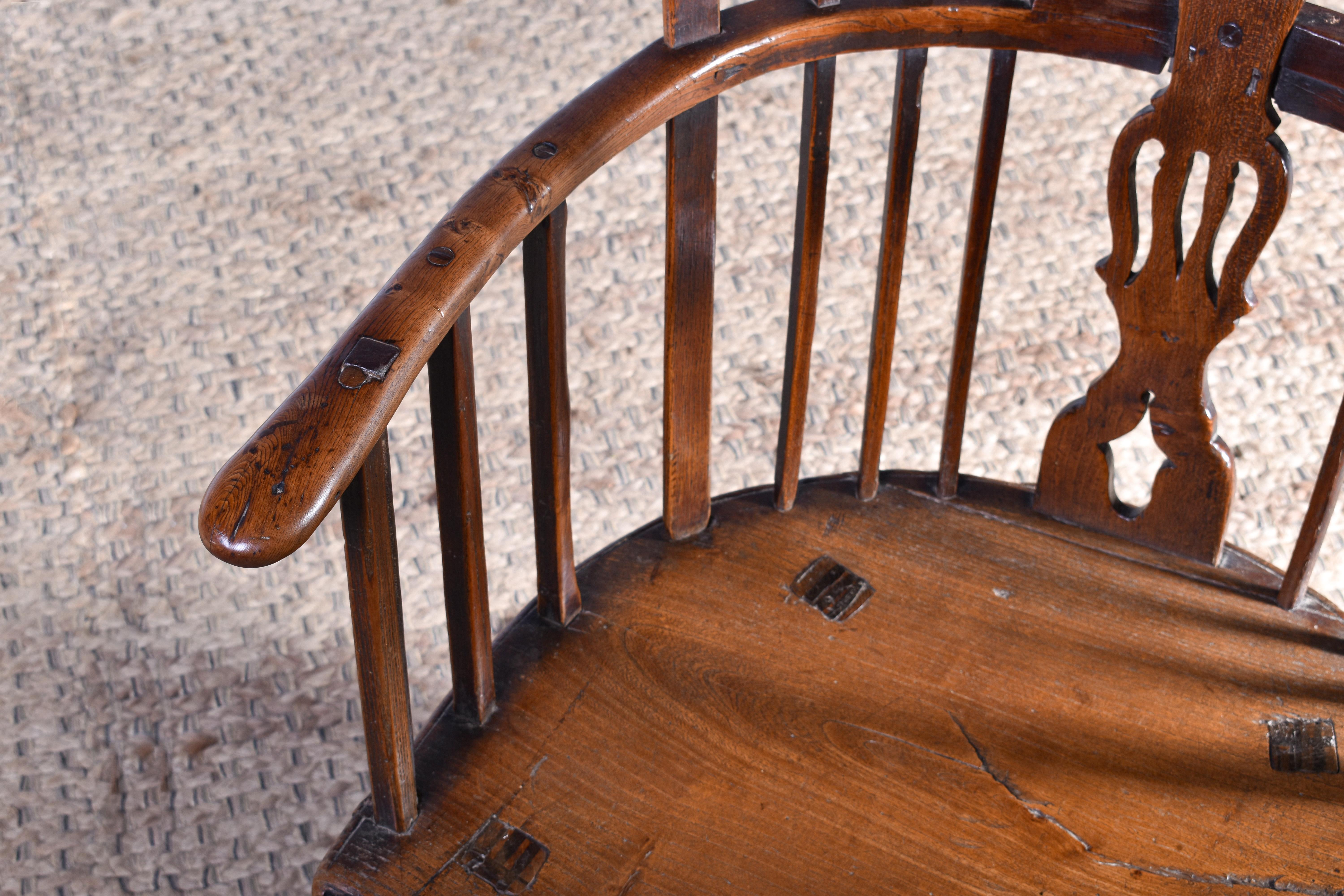Elm Primitive Windsor Armchair For Sale