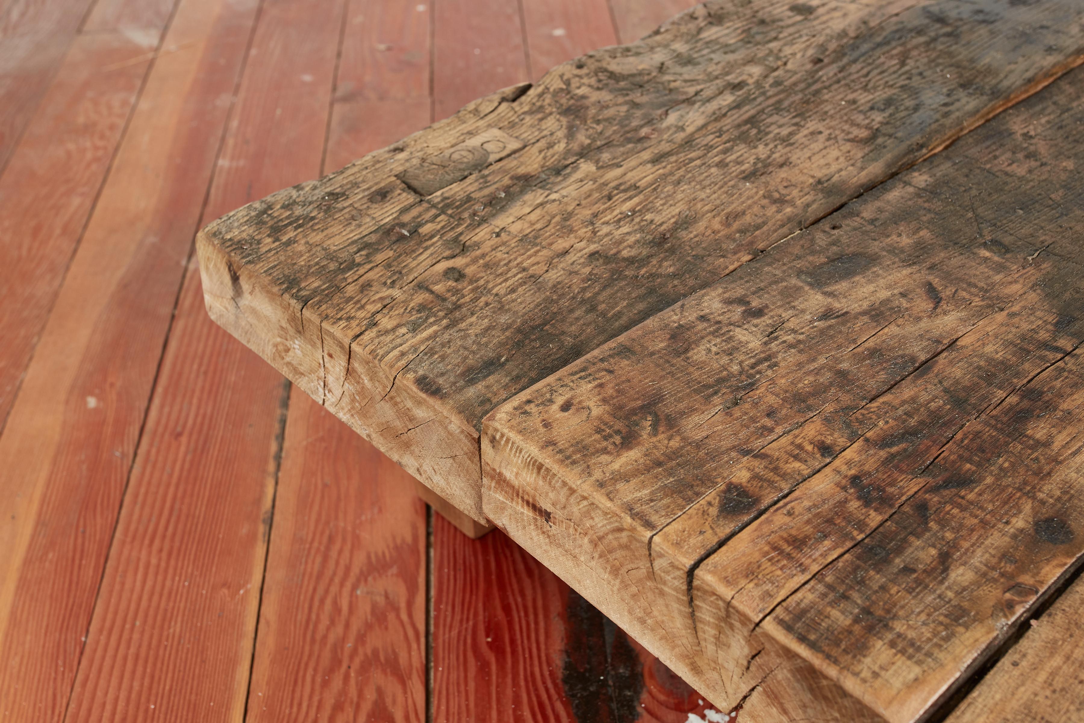 Primitive Wood Bench  In Good Condition For Sale In Beverly Hills, CA
