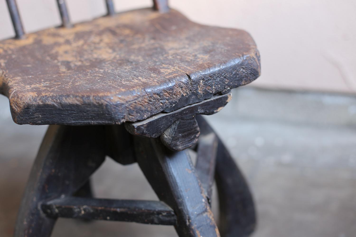 Primitive Wood Chair from Japan 1860s-1900s / Wabi Sabi Wooden Chair Mingei For Sale 5