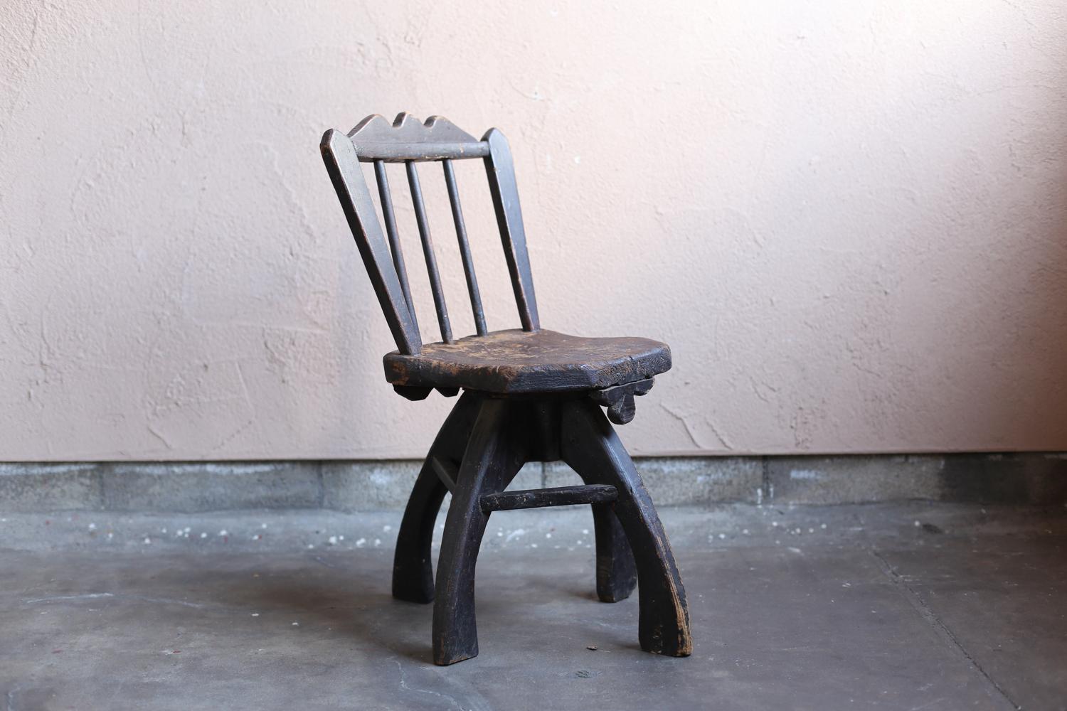 20th Century Primitive Wood Chair from Japan 1860s-1900s / Wabi Sabi Wooden Chair Mingei For Sale