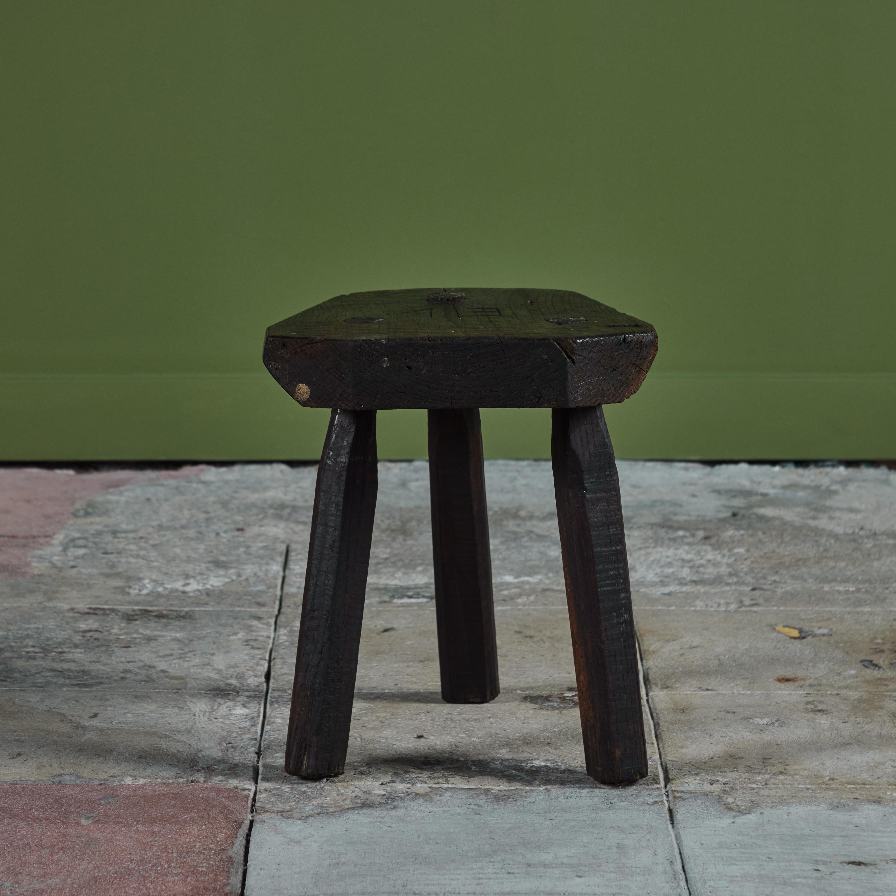 18th Century Primitive Wood Milking Stool For Sale
