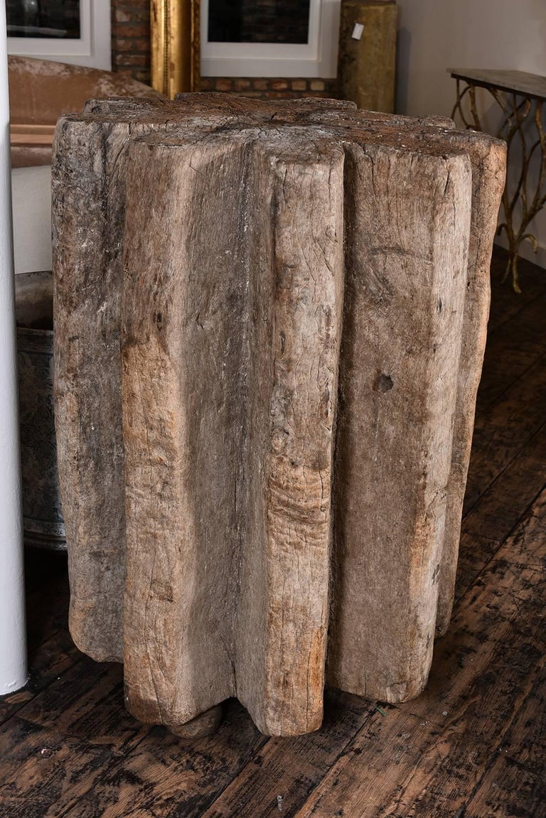 Primitive Wood Pedestal For Sale at 1stDibs
