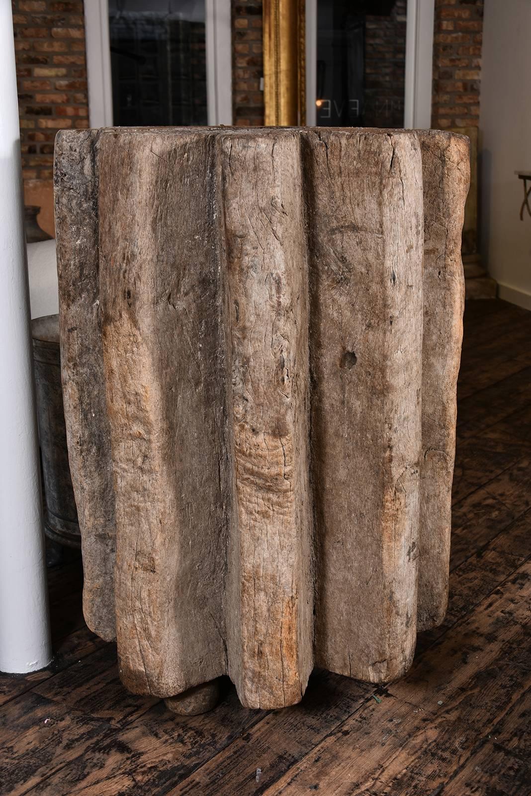 French Primitive Wood Pedestal For Sale