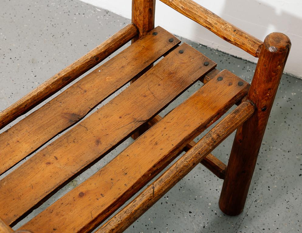 Primitive Wood Slat Stool In Good Condition In Brooklyn, NY