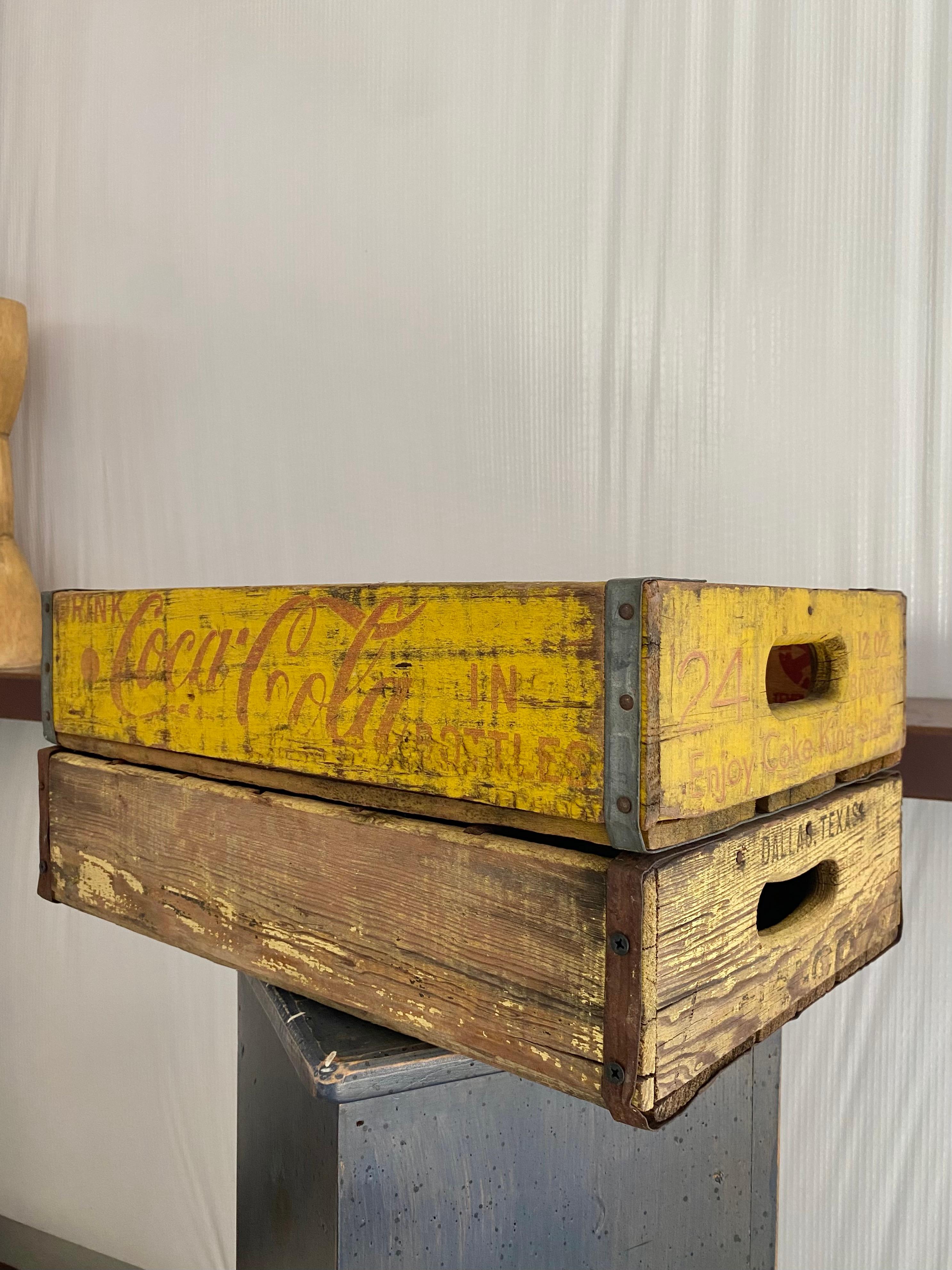 Primitive Wood Soda Crates, Set of 2 For Sale 3