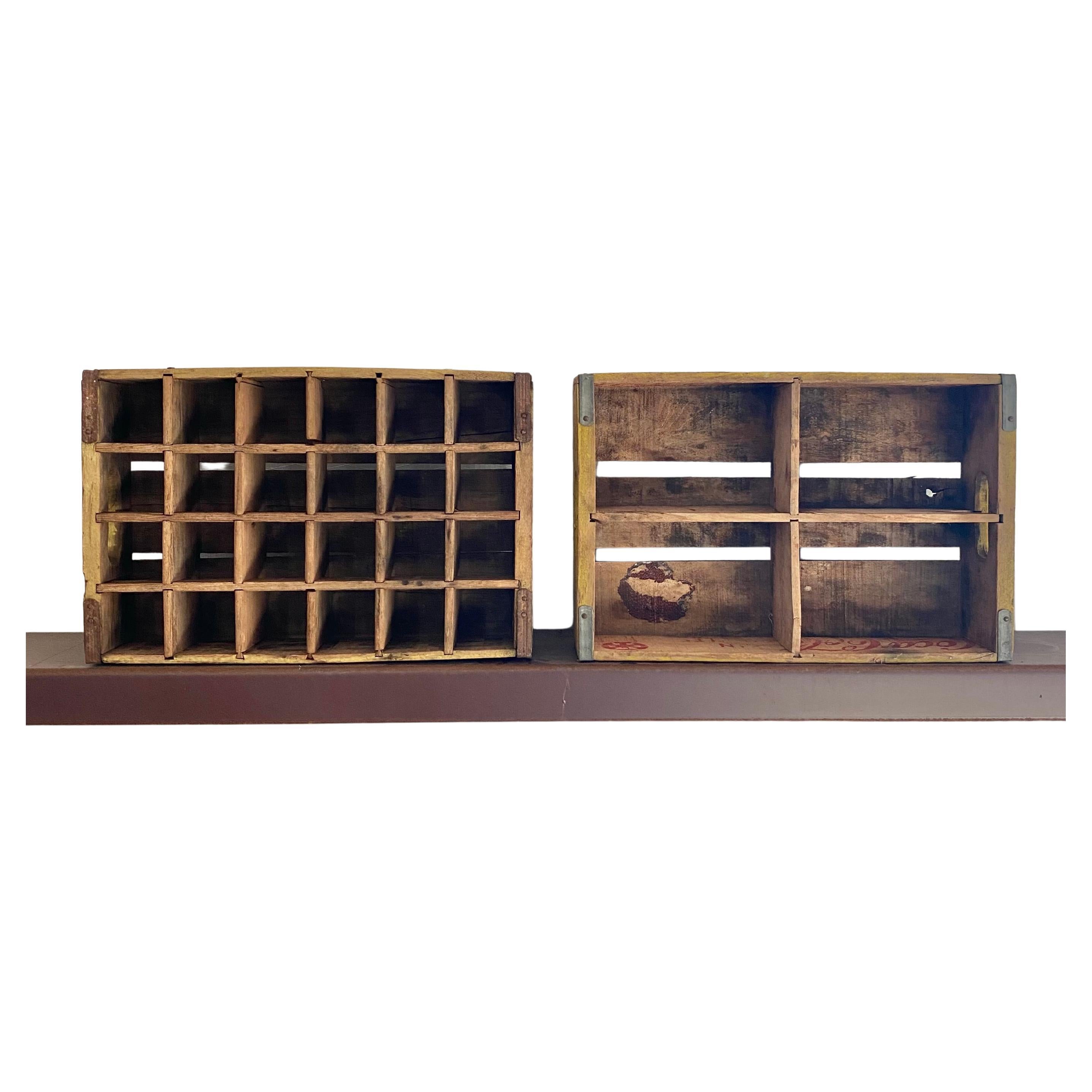 Mexican Primitive Wood Soda Crates, Set of 2 For Sale