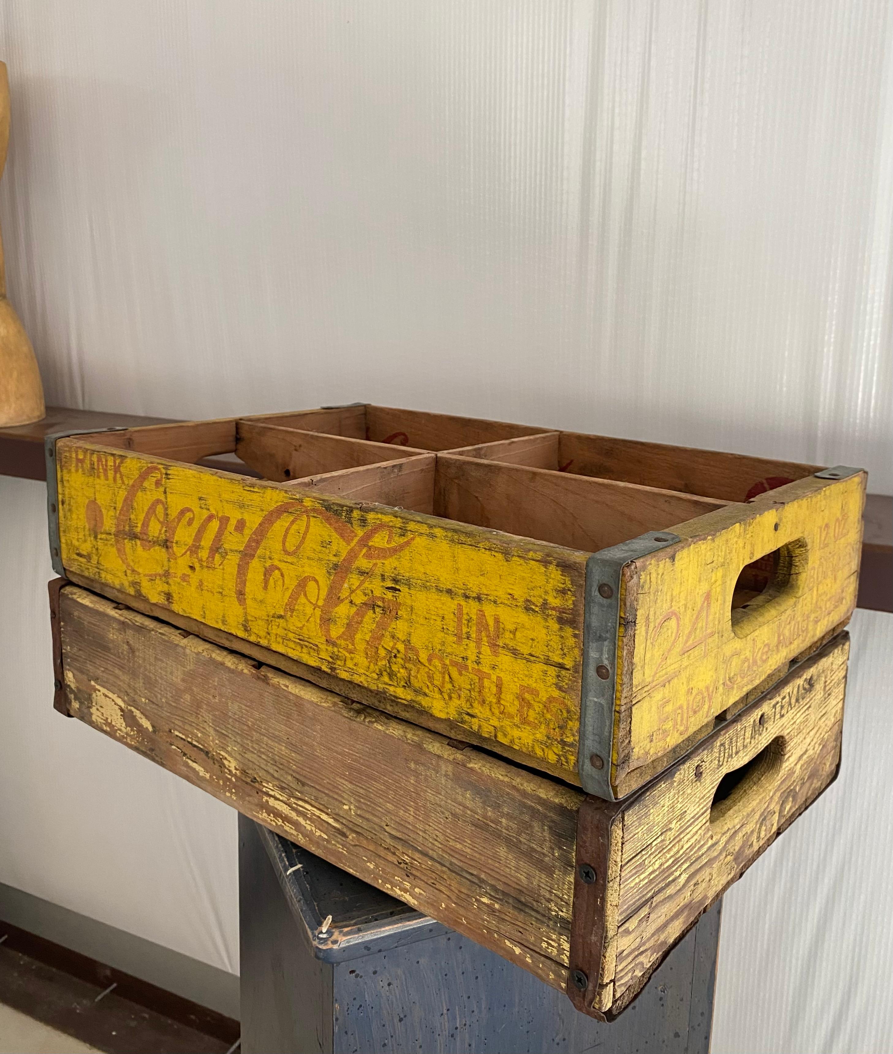 Hand-Crafted Primitive Wood Soda Crates, Set of 2 For Sale