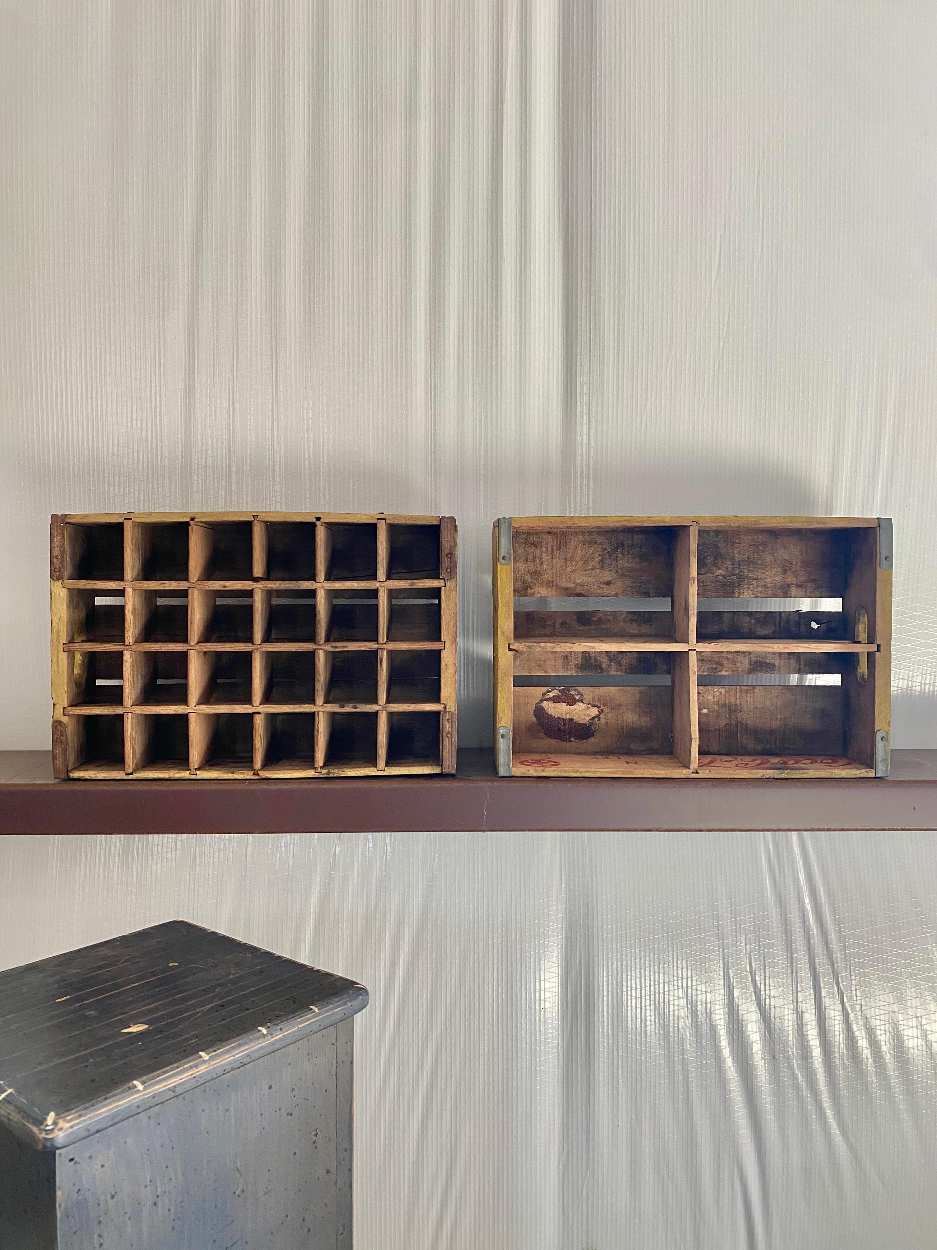 Primitive Wood Soda Crates, Set of 2 In Fair Condition For Sale In Round Top, TX