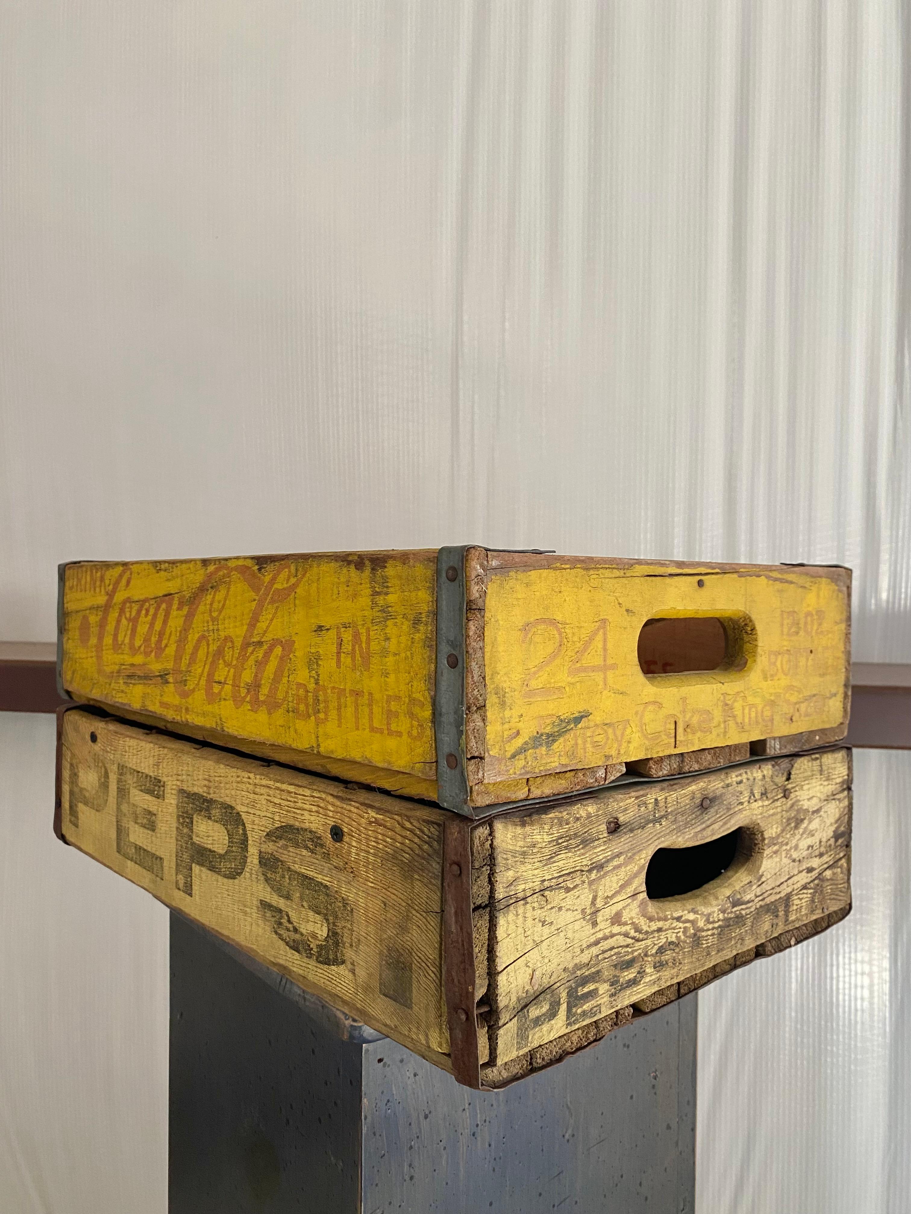 Primitive Wood Soda Crates, Set of 2 For Sale 1