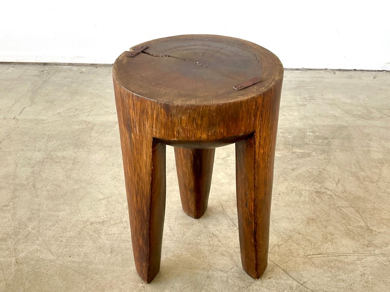 French Primitive Wood Stool For Sale