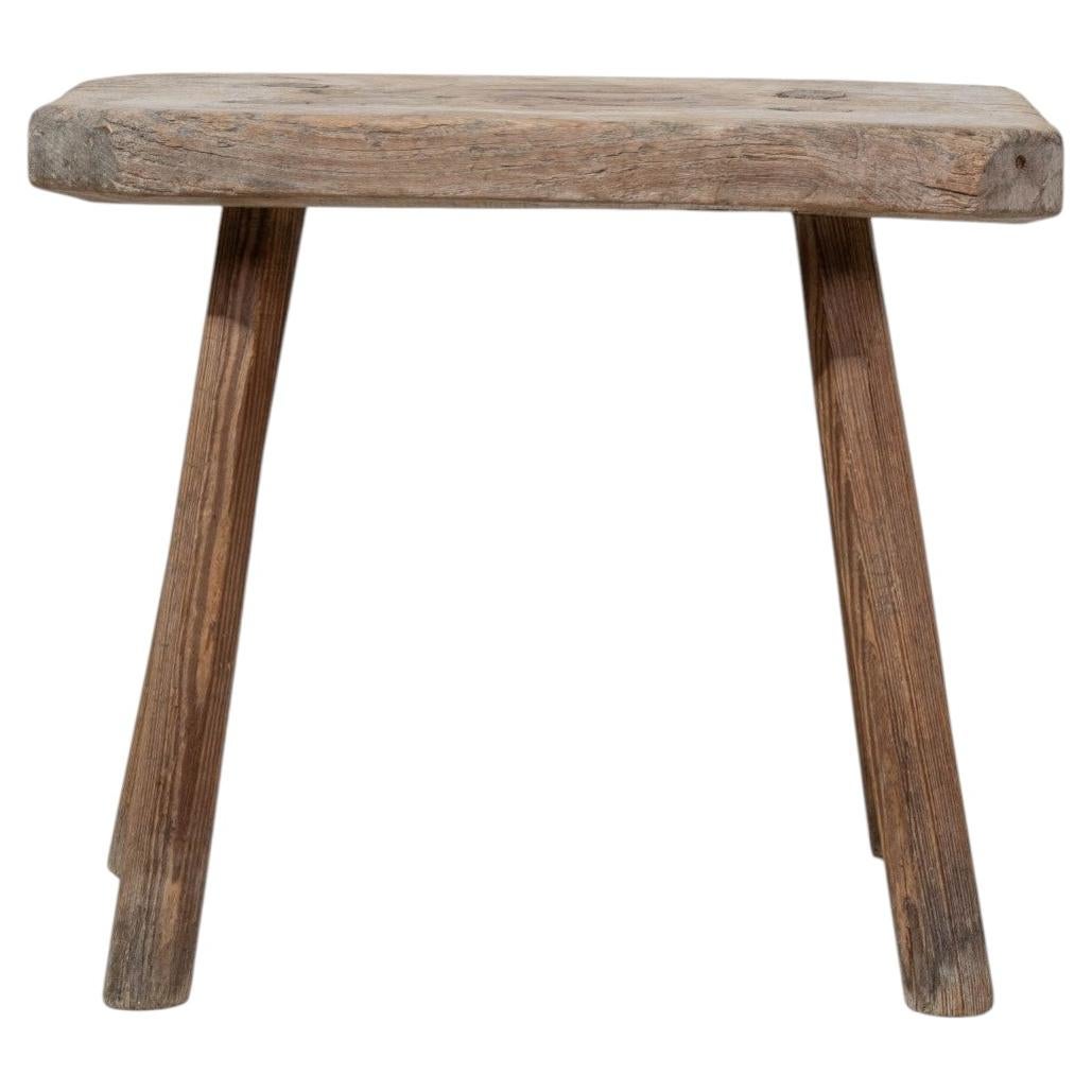 Primitive Wood Stool, French Design, 20th Century, 16\" Height