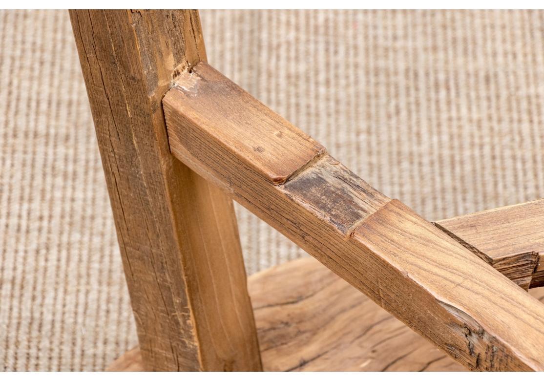 Primitive Wood Table With Antique Wheel Top en vente 4