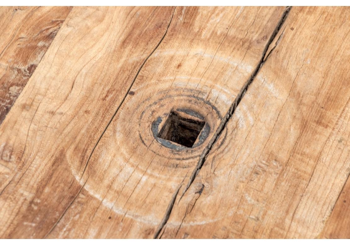 Primitive Wood Table With Antique Wheel Top en vente 3