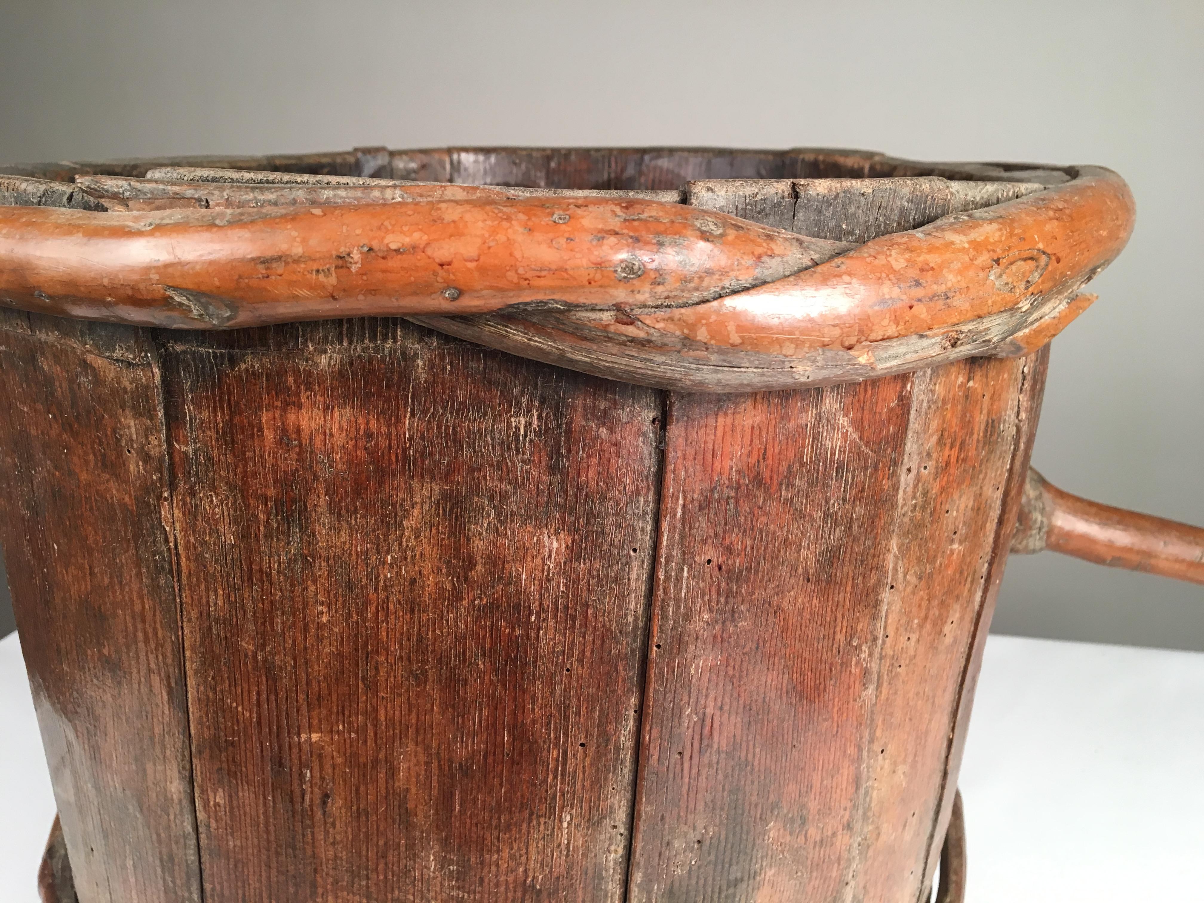 Primitive Wood Water Bucket, French, 18th Century In Good Condition In Doylestown, PA