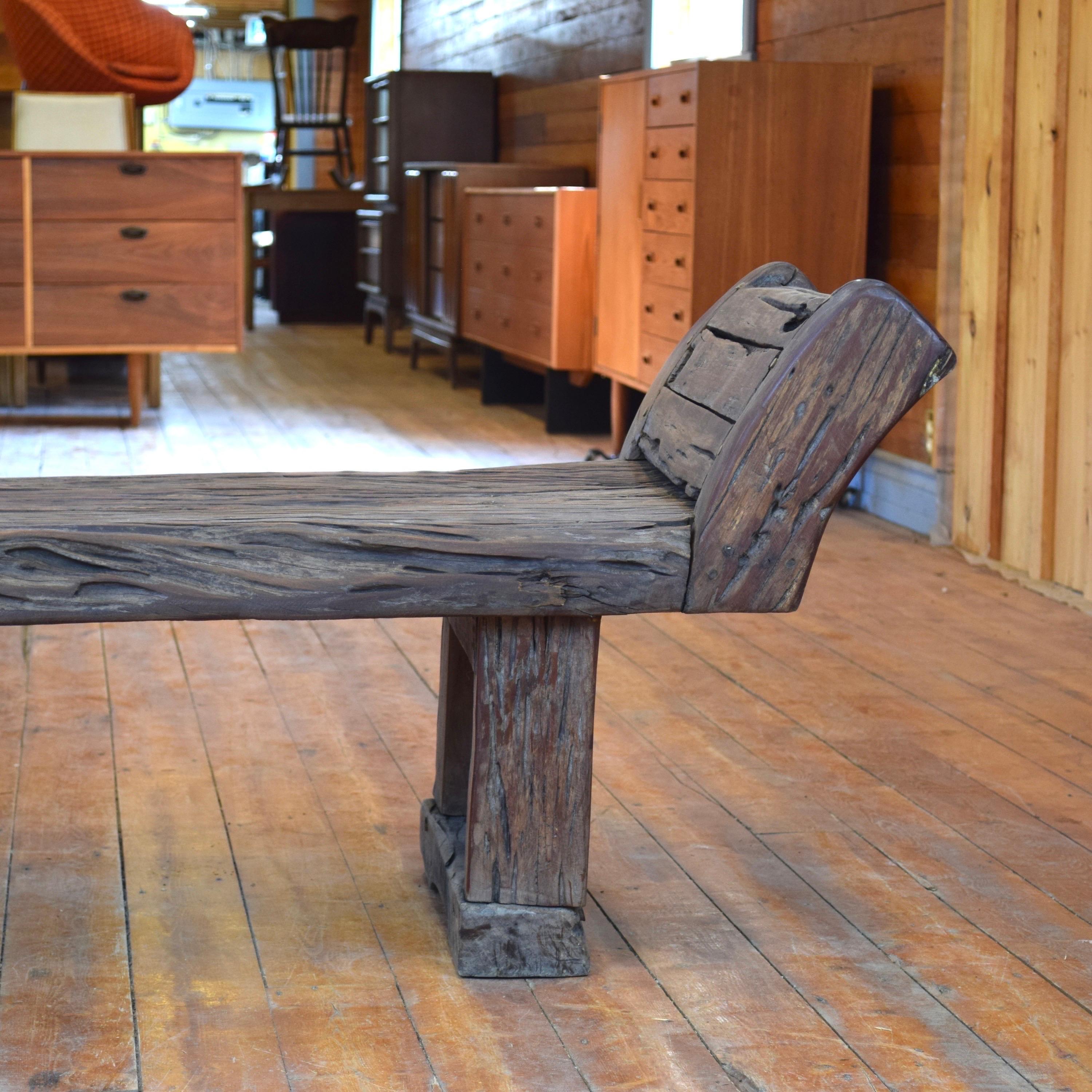 Condition: Excellent Vintage Condition

Dimensions: 60” L x 20” D x 24.5” H (16” Seat Height)

Description: Vintage primitive wooden bench. Figured wood and solid construction. Would also work well as a coffee table.

Weighs 100lbs+