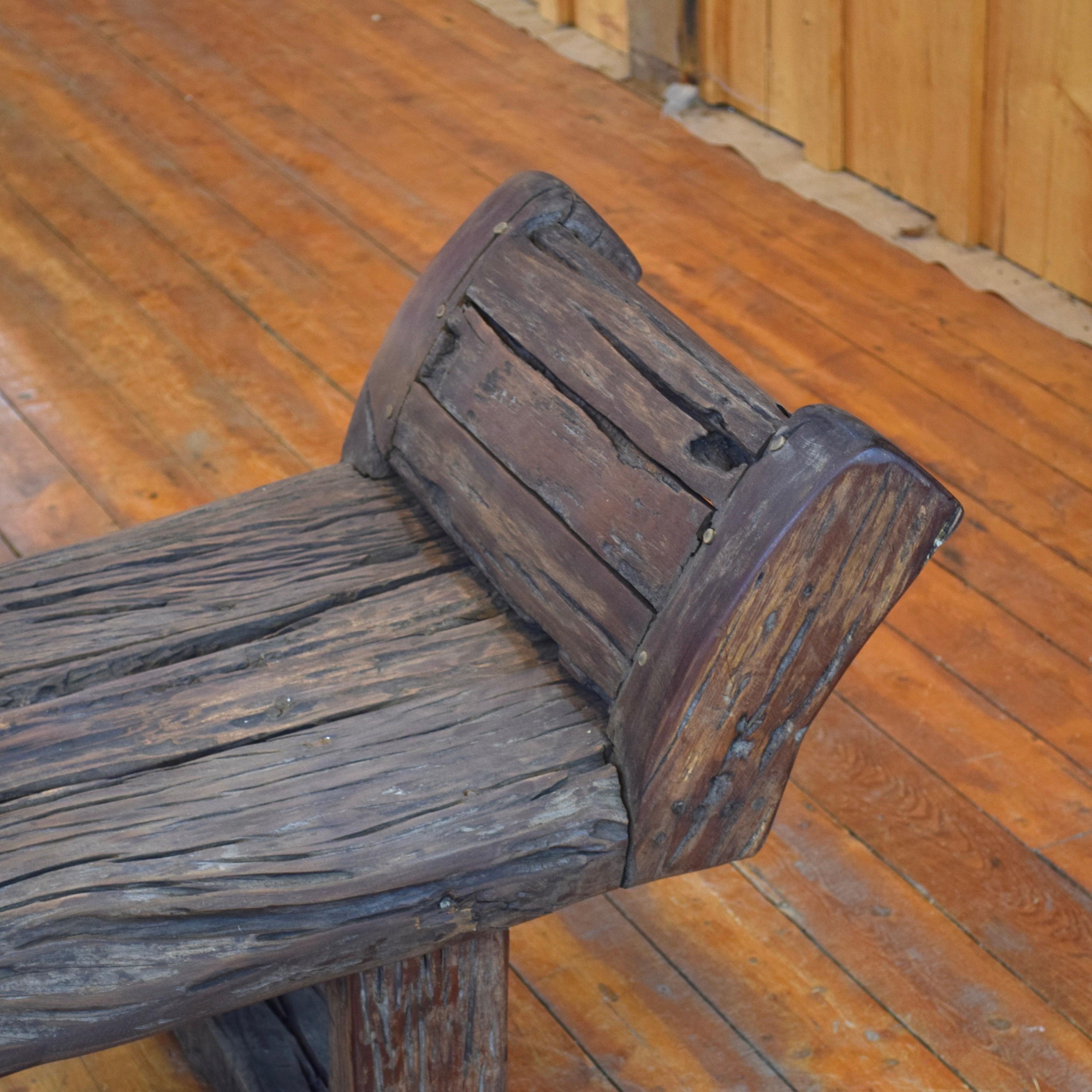 Primitive Wooden Bench  In Good Condition For Sale In Puslinch, ON
