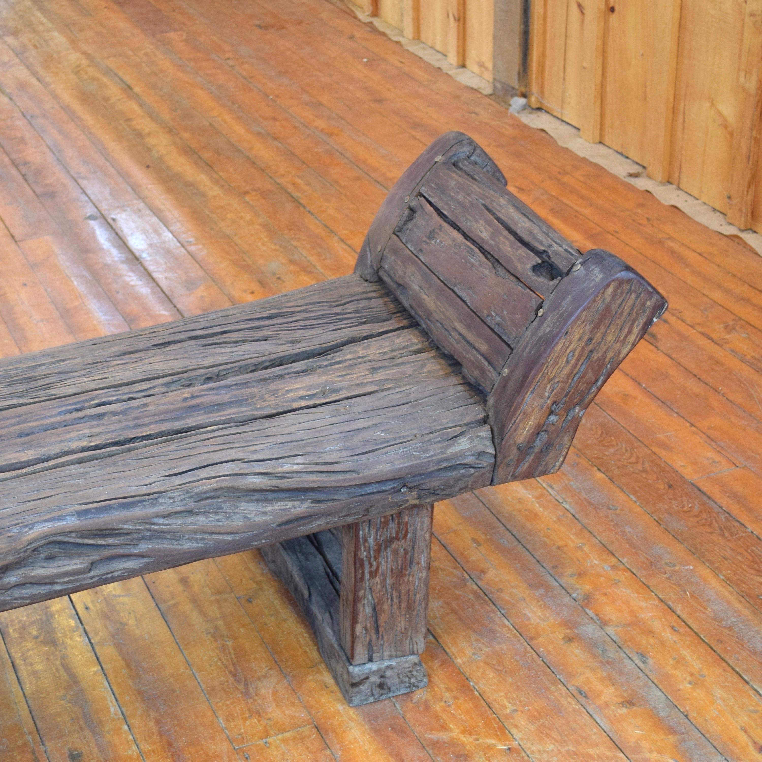20th Century Primitive Wooden Bench  For Sale