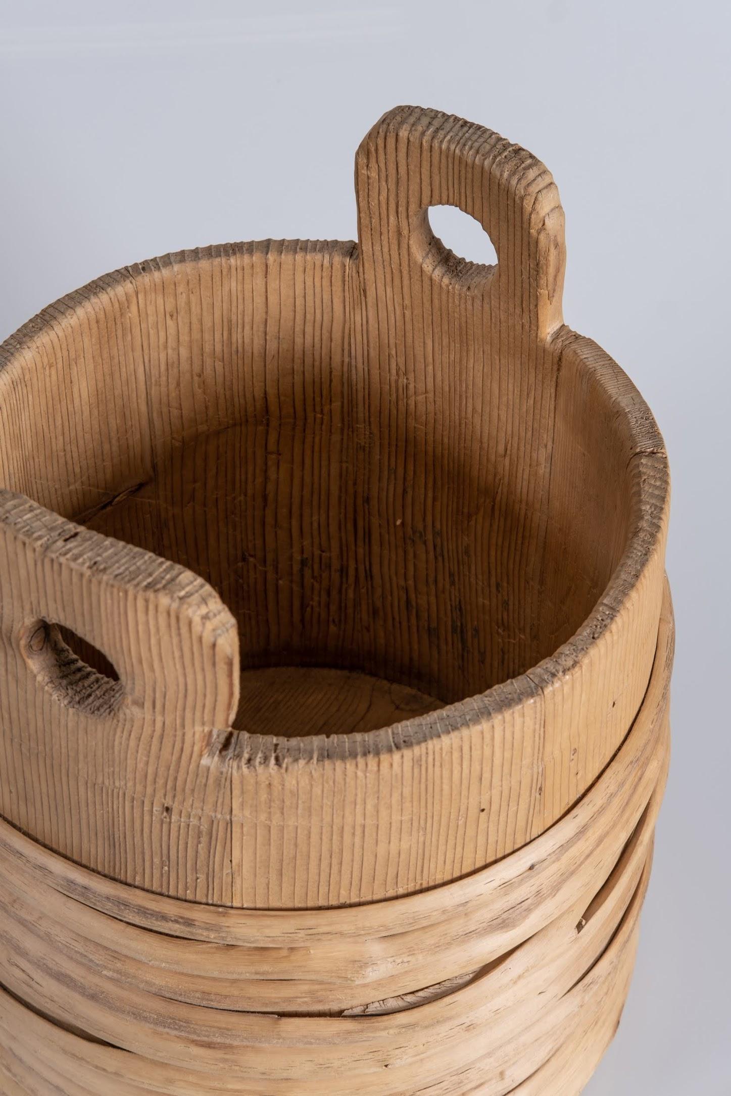 19th Century Primitive Wooden Bucket, Switzerland, circa 1800 For Sale