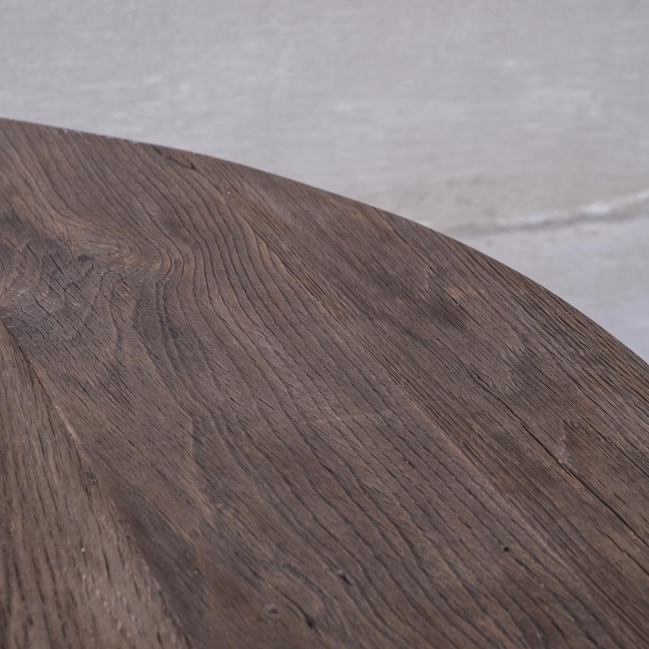 Primitive Wooden Circular Belgium Dining Table For Sale 6