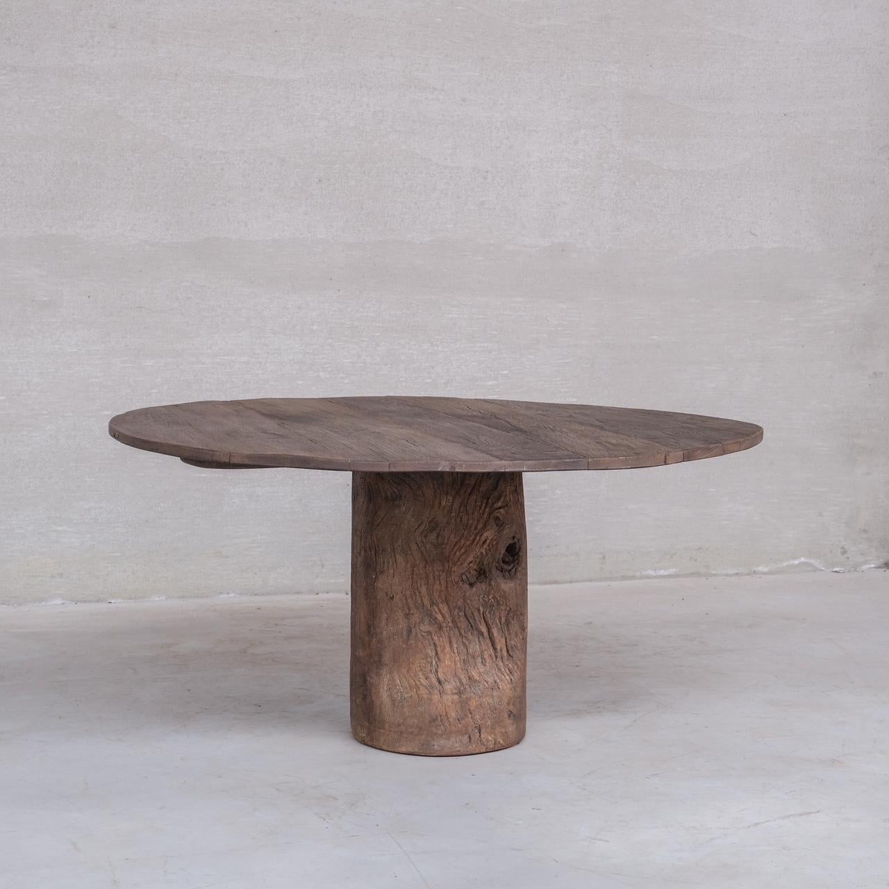 Primitive Wooden Circular Belgium Dining Table In Good Condition For Sale In London, GB