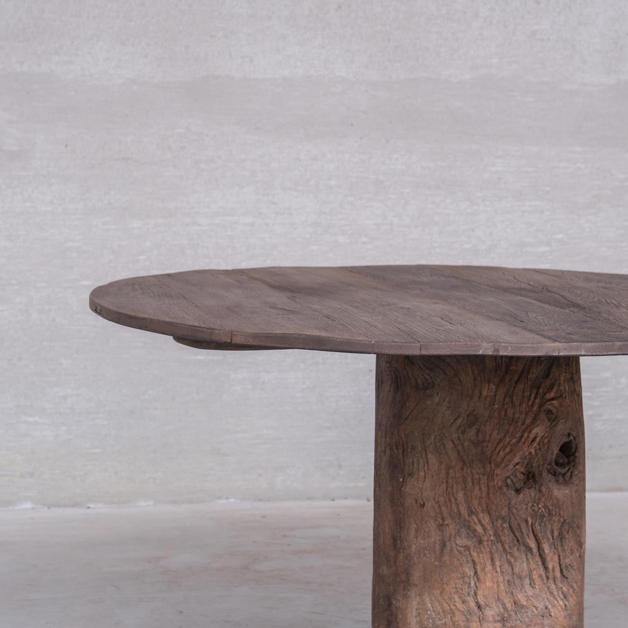 Mid-20th Century Primitive Wooden Circular Belgium Dining Table For Sale