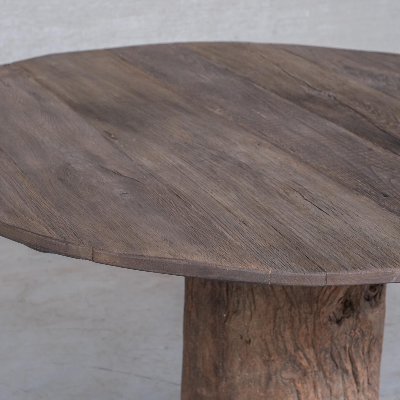 Primitive Wooden Circular Belgium Dining Table For Sale 2