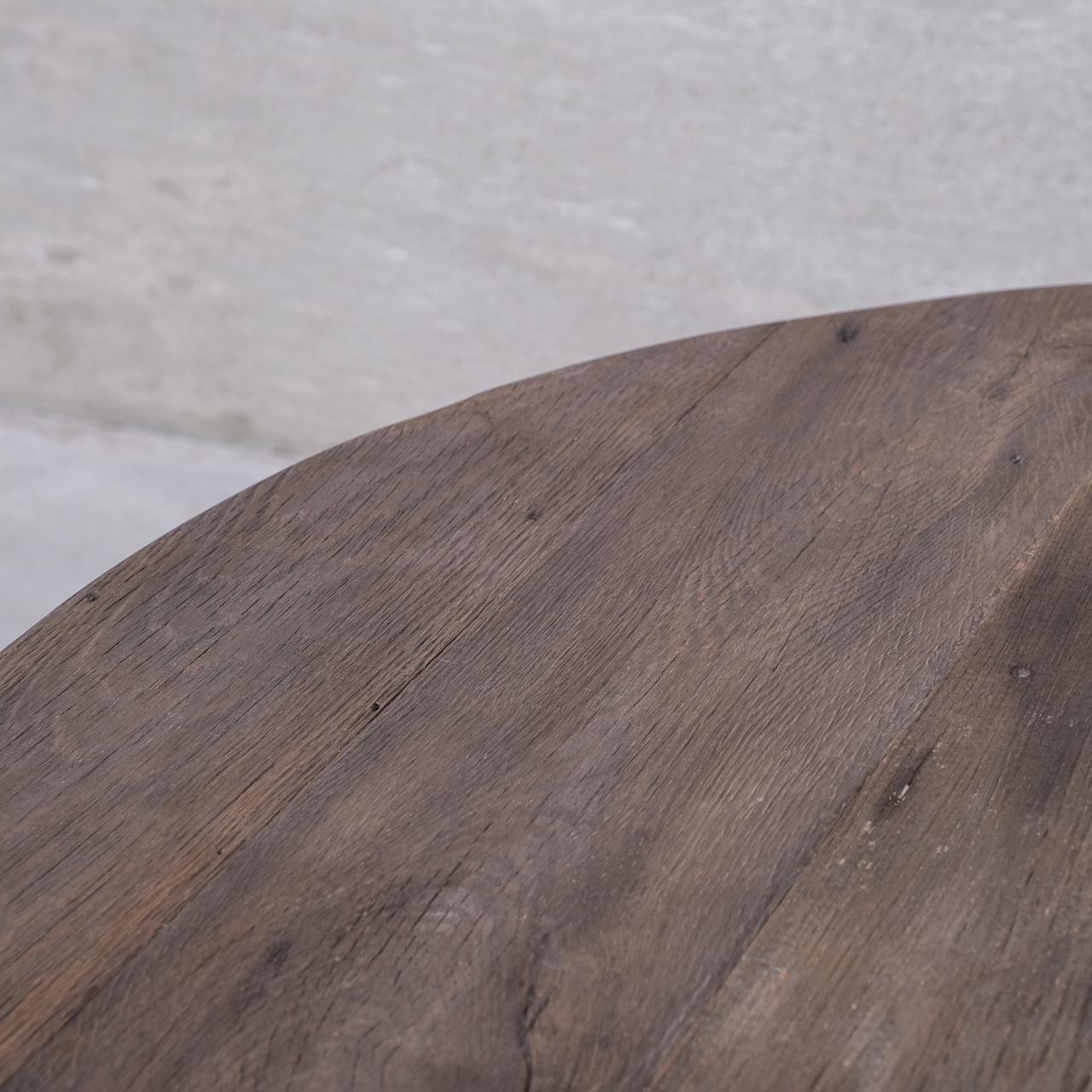 Primitive Wooden Circular Belgium Dining Table For Sale 5