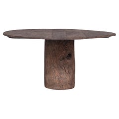 Primitive Wooden Circular Belgium Dining Table