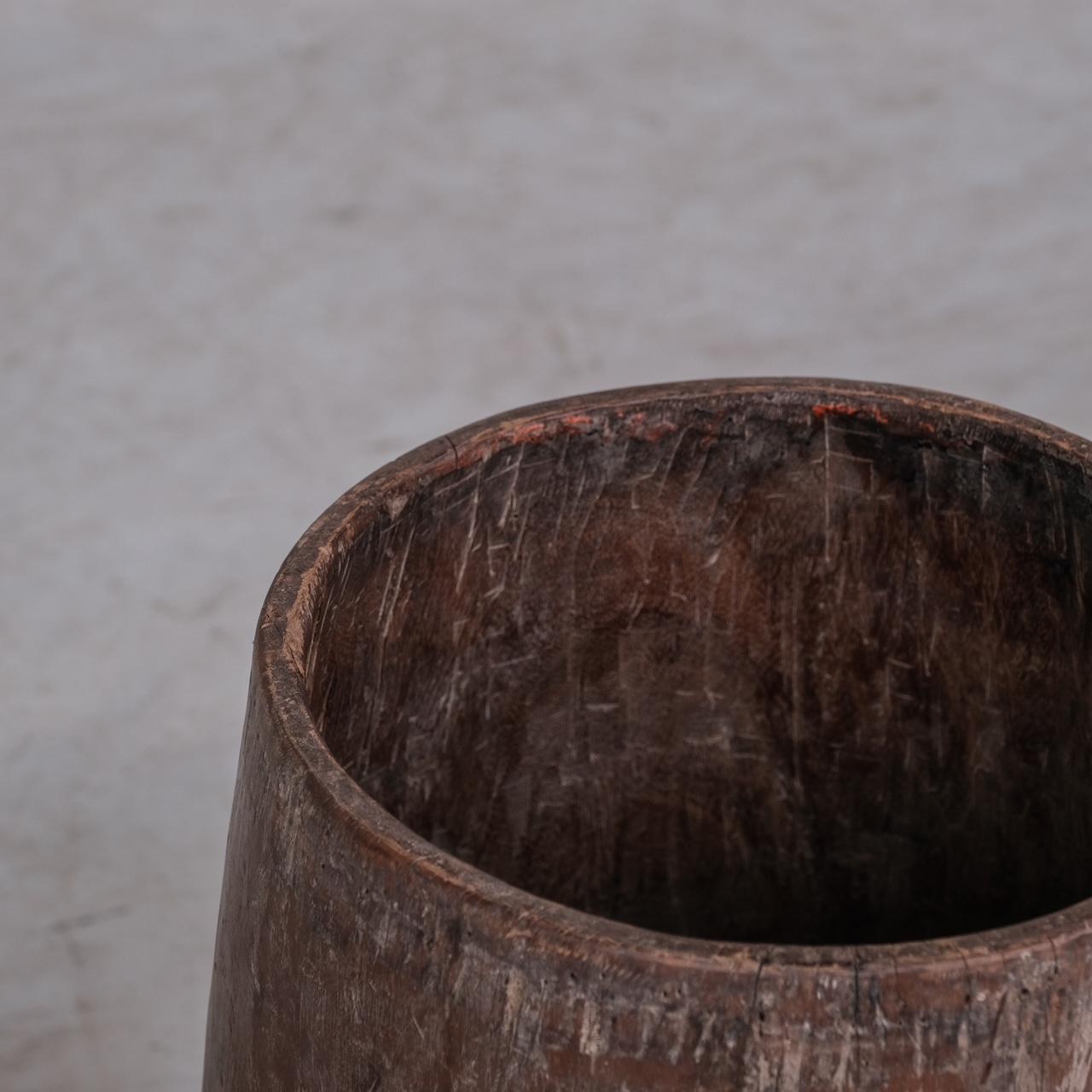 Mid-20th Century Primitive Wooden Circular Planter or Umbrella Stand For Sale