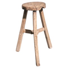 Primitive Wooden French Stool from the 1940s