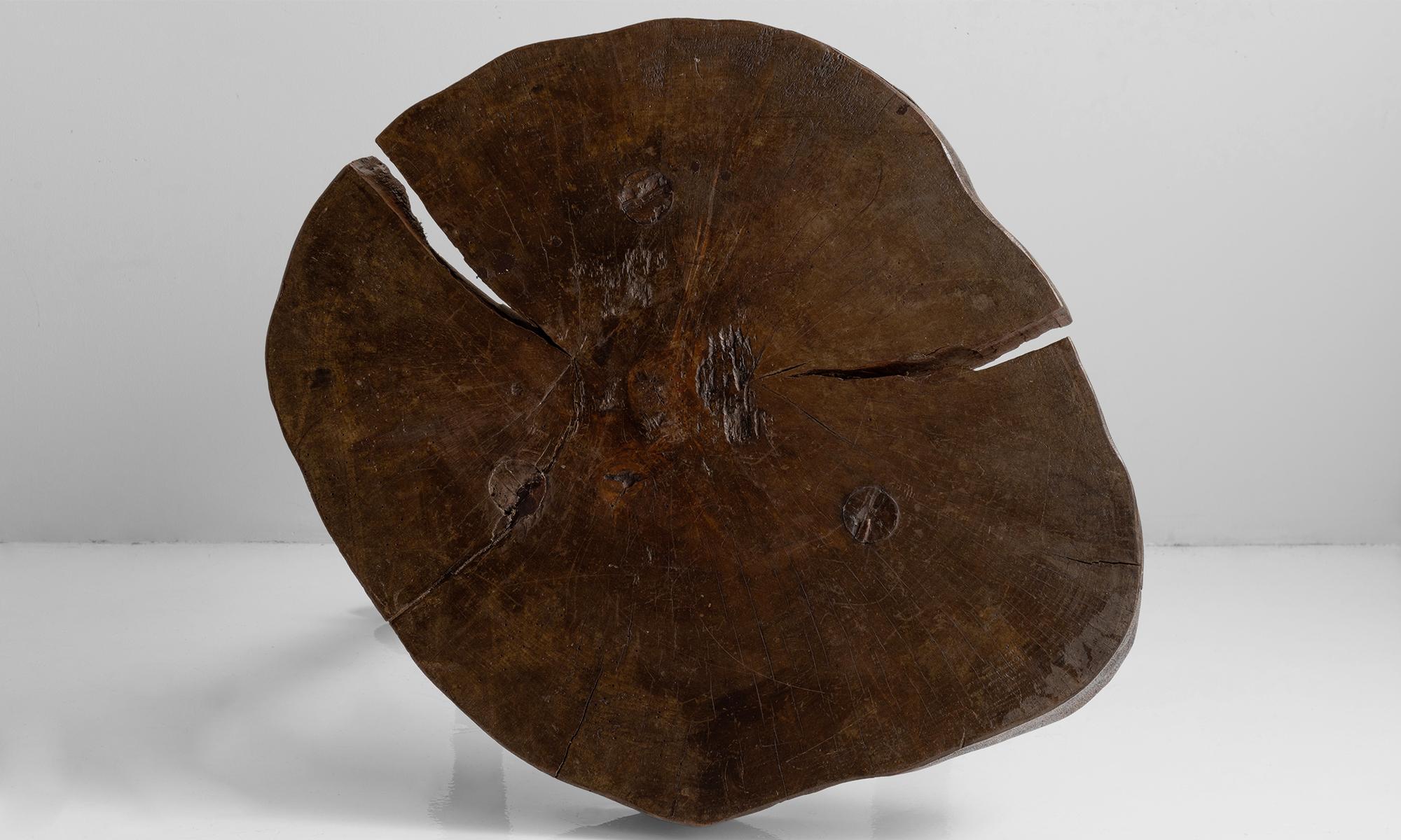 Primitive Wooden Slab Table, France, 19th Century 1
