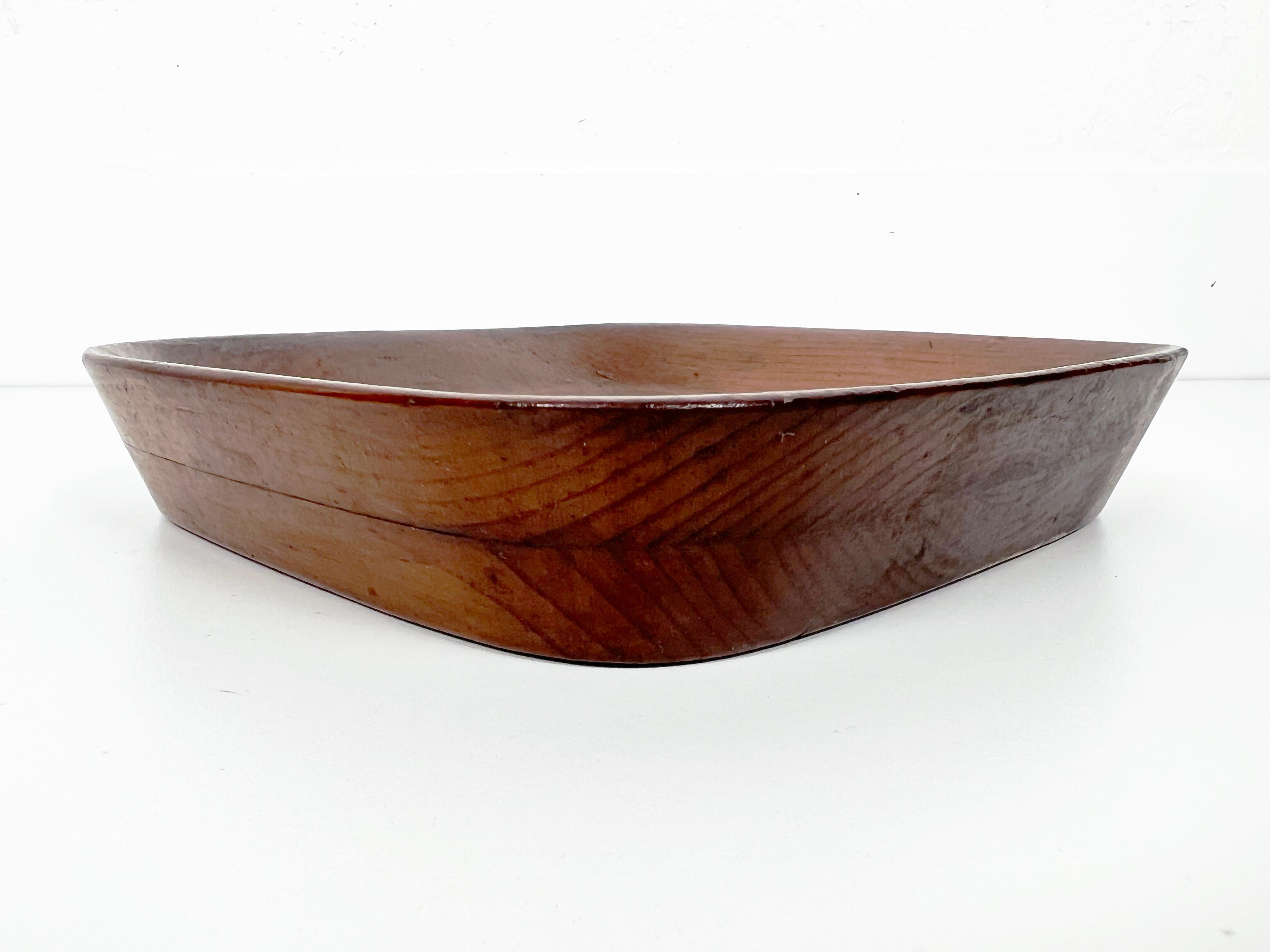 Primitive Wooden Square Bowl For Sale 2