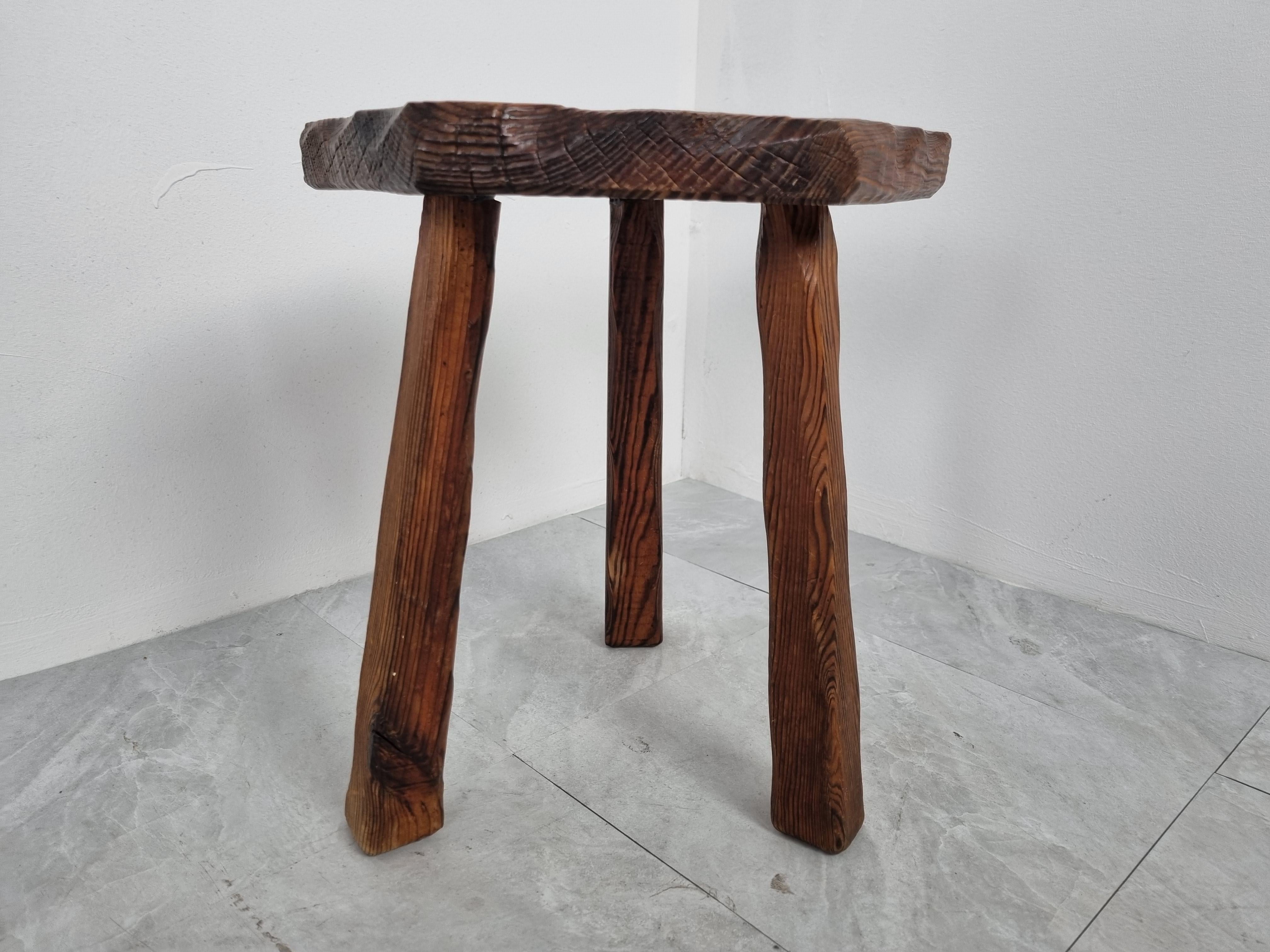 Primitive Wooden Stool, 1950s In Good Condition In HEVERLEE, BE