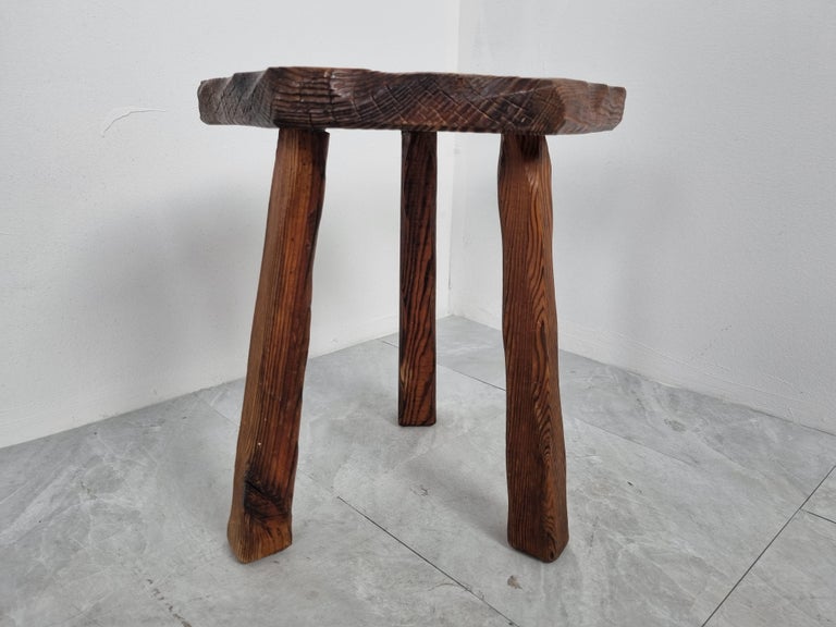 Primitive Wooden Stool, 1950s In Good Condition For Sale In HEVERLEE, BE