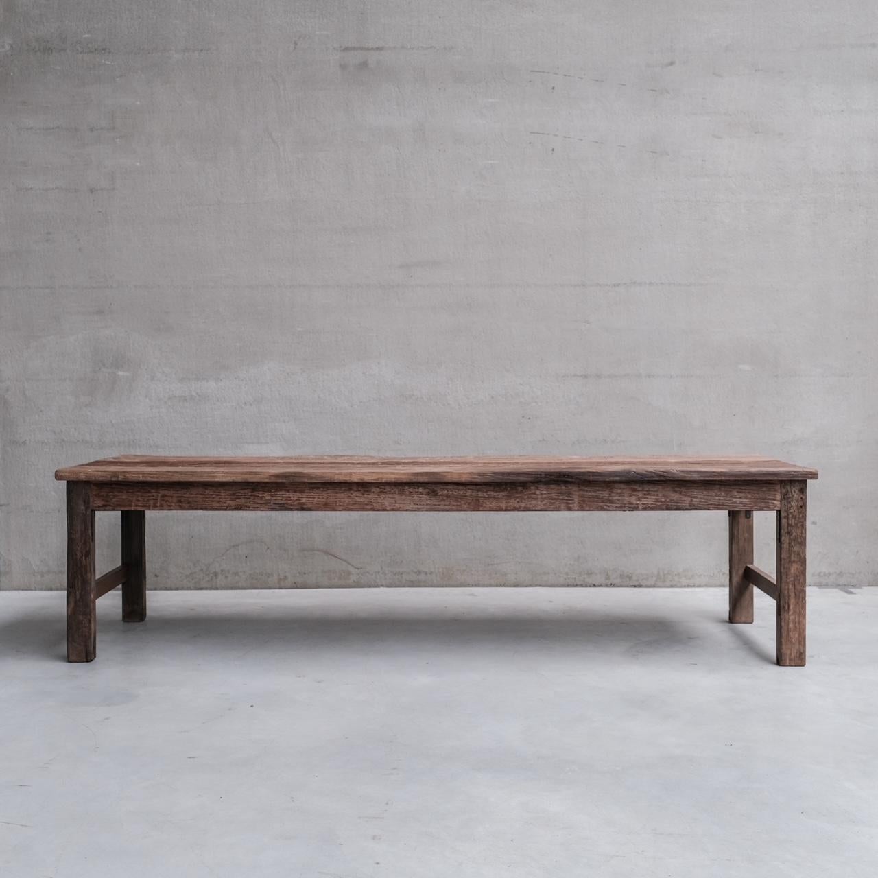 A large wooden dining table,

Belgium, c1950s.

Wabi-Sabi Esque full of natures imperfections.

Formed from reclaimed and antique wood, so hard to age precisely.

Internal ref: 27/12/23/002.

Good vintage condition, some scuffs and wear commensurate