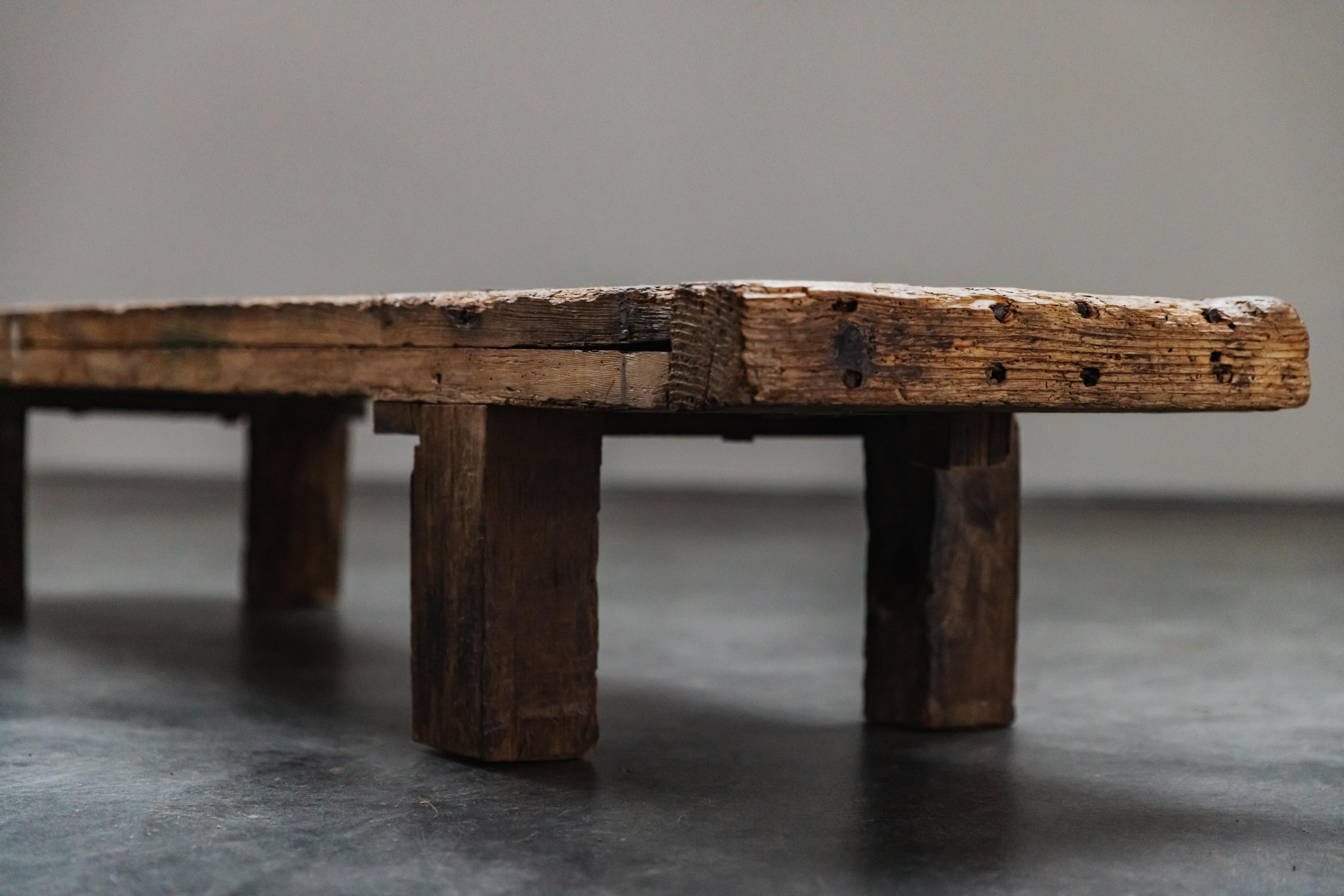 Pine Primitive Work Bench Coffee Table From France, Circa 1900 For Sale