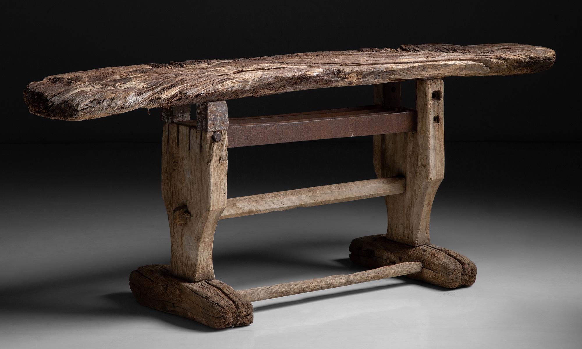 French Primitive Work Table / Console, France , circa 1900