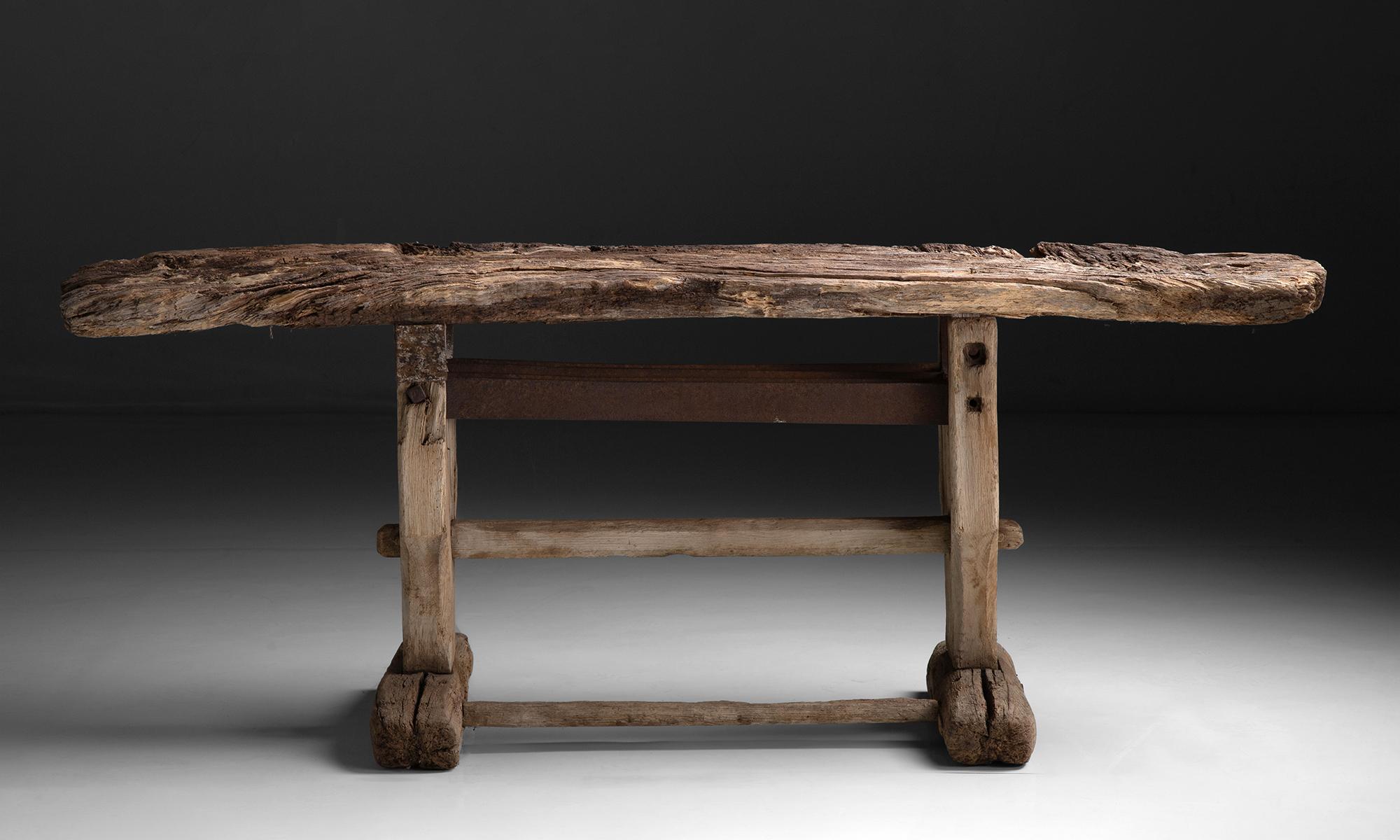 Primitive Work Table / Console, France , circa 1900 In Good Condition In Culver City, CA