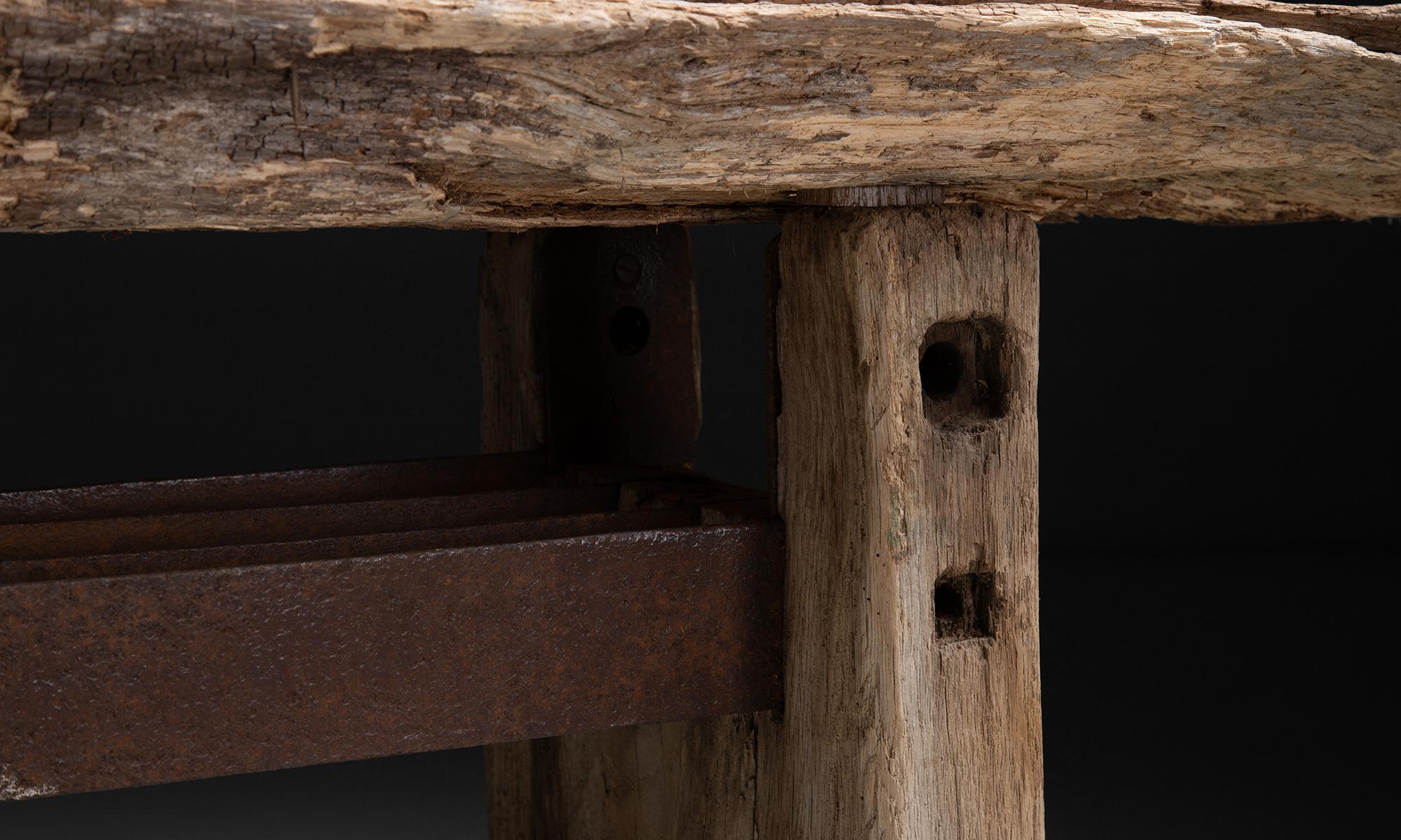 Iron Primitive Work Table / Console, France , circa 1900