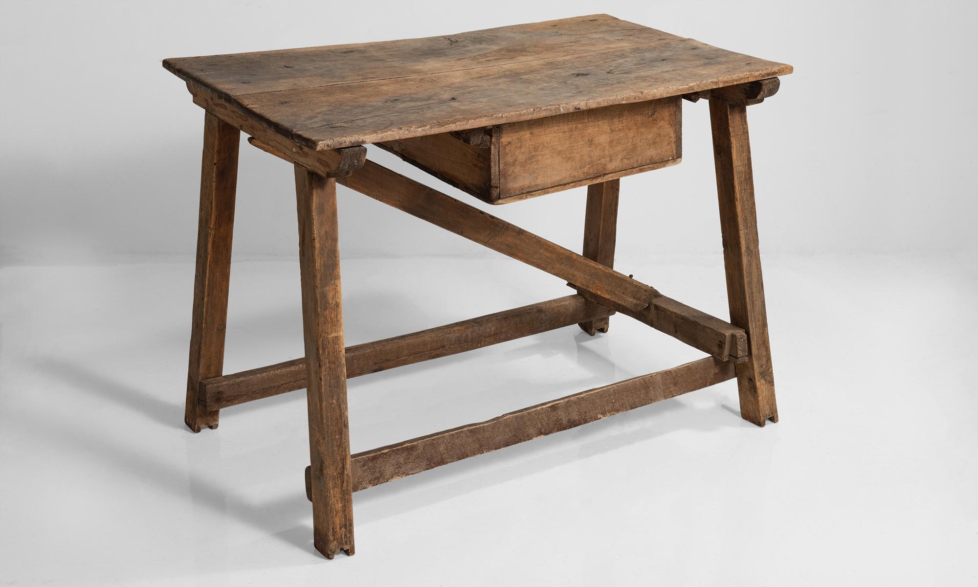 Hand-Crafted Primitive Work Table Netherlands, 19th Century