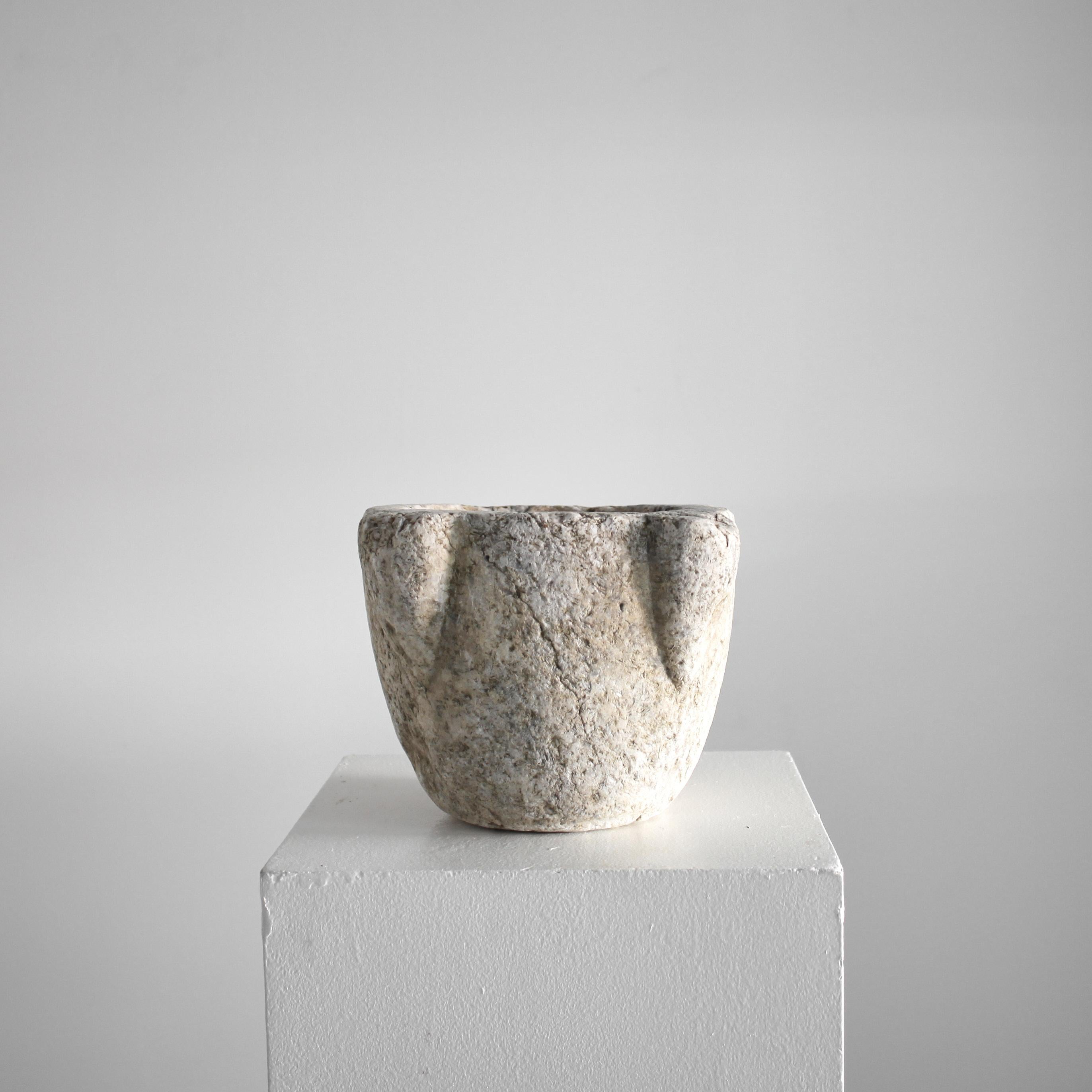 Marble Primitive XL 18Th C. Catalan Stone Mortar Wabi Sabi For Sale