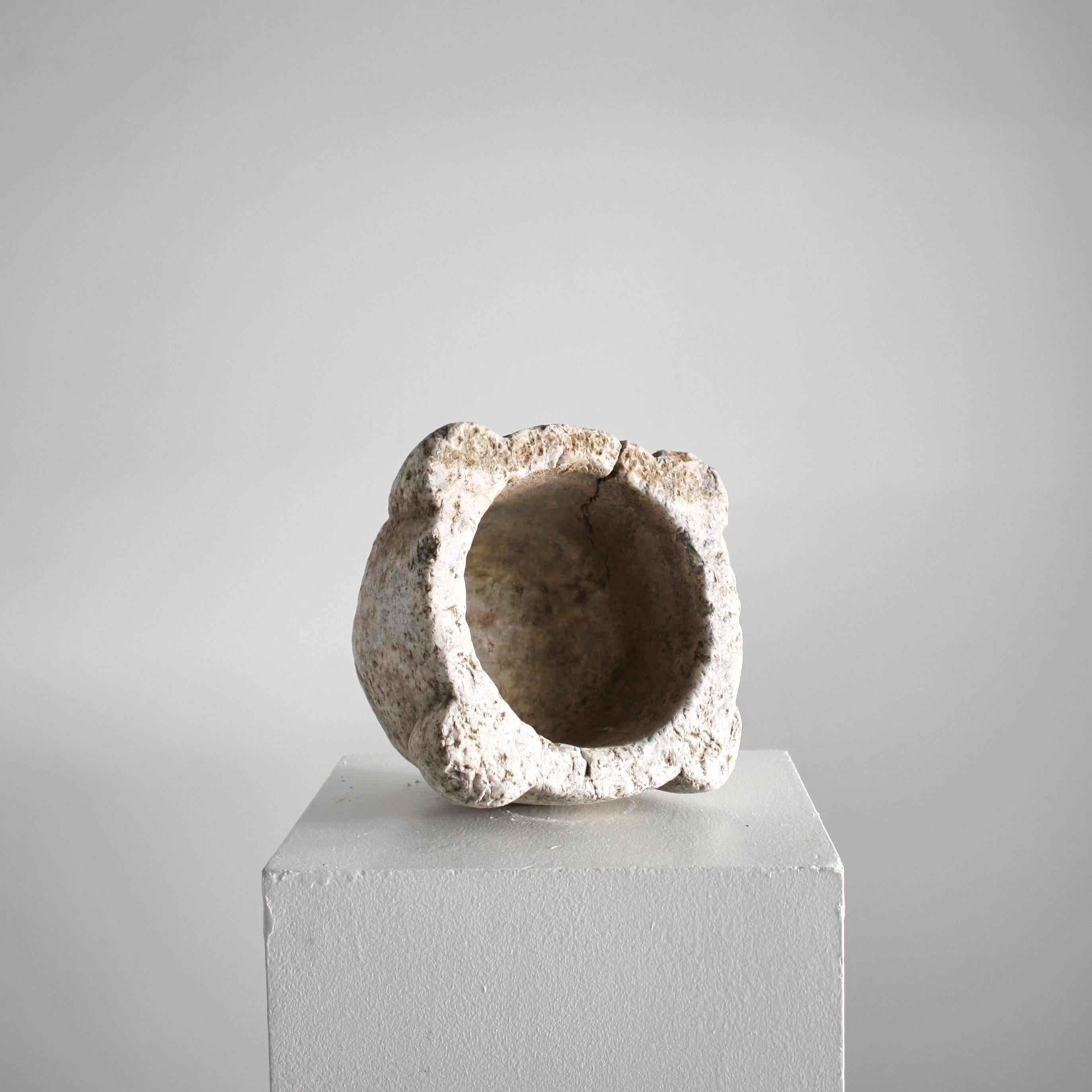 Primitive XL 18Th C. Catalan Stone Mortar Wabi Sabi For Sale 1